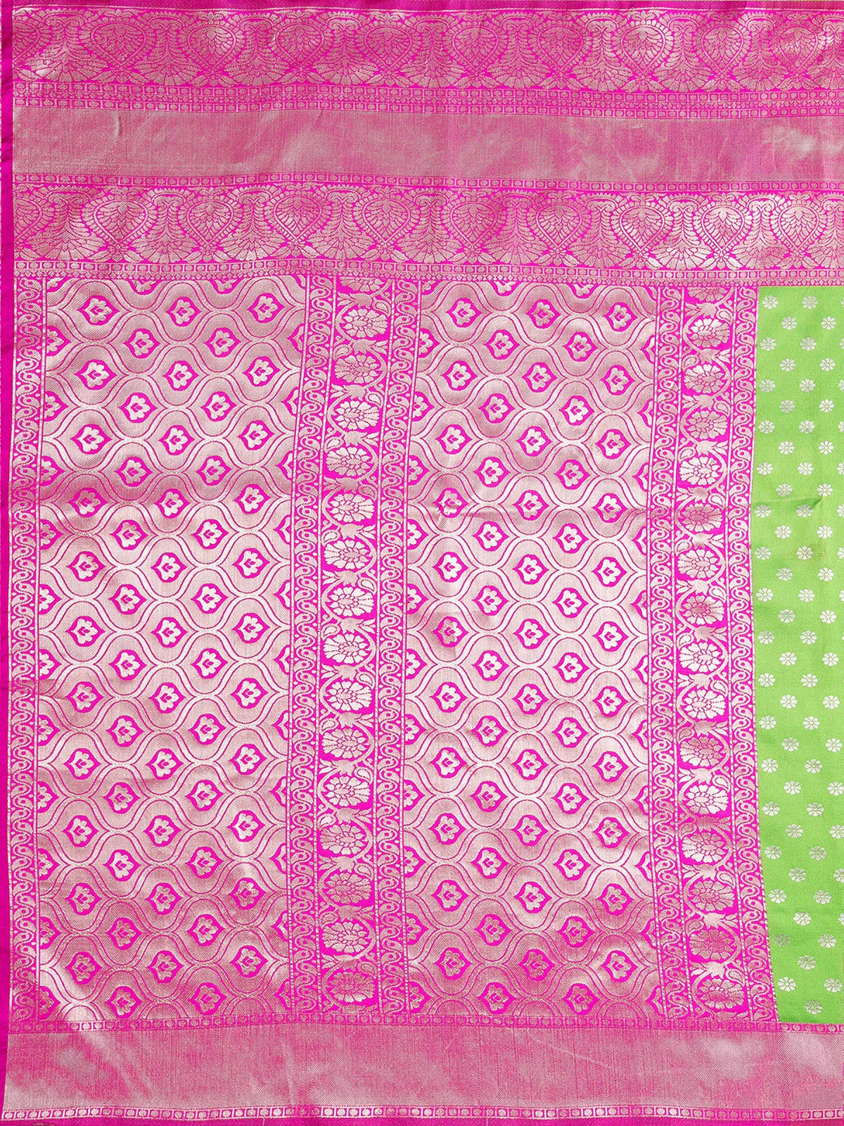 Buy Ethnic Motifs Woven Silk Saree With Blouse Piece-Fluorescent Green