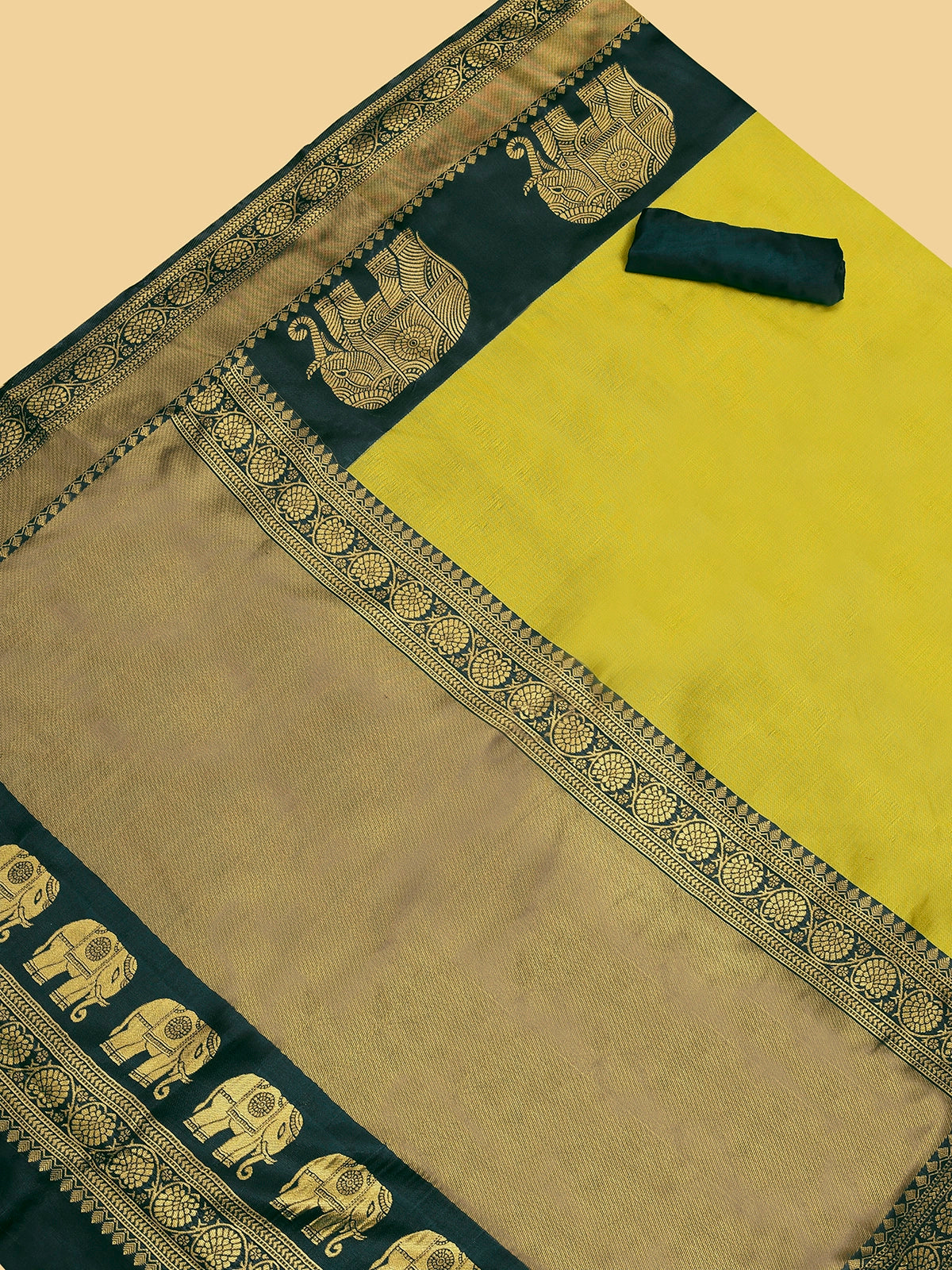 Buy Banarasi Silk Jacquard Saree With Blouse Piece-Lime Green