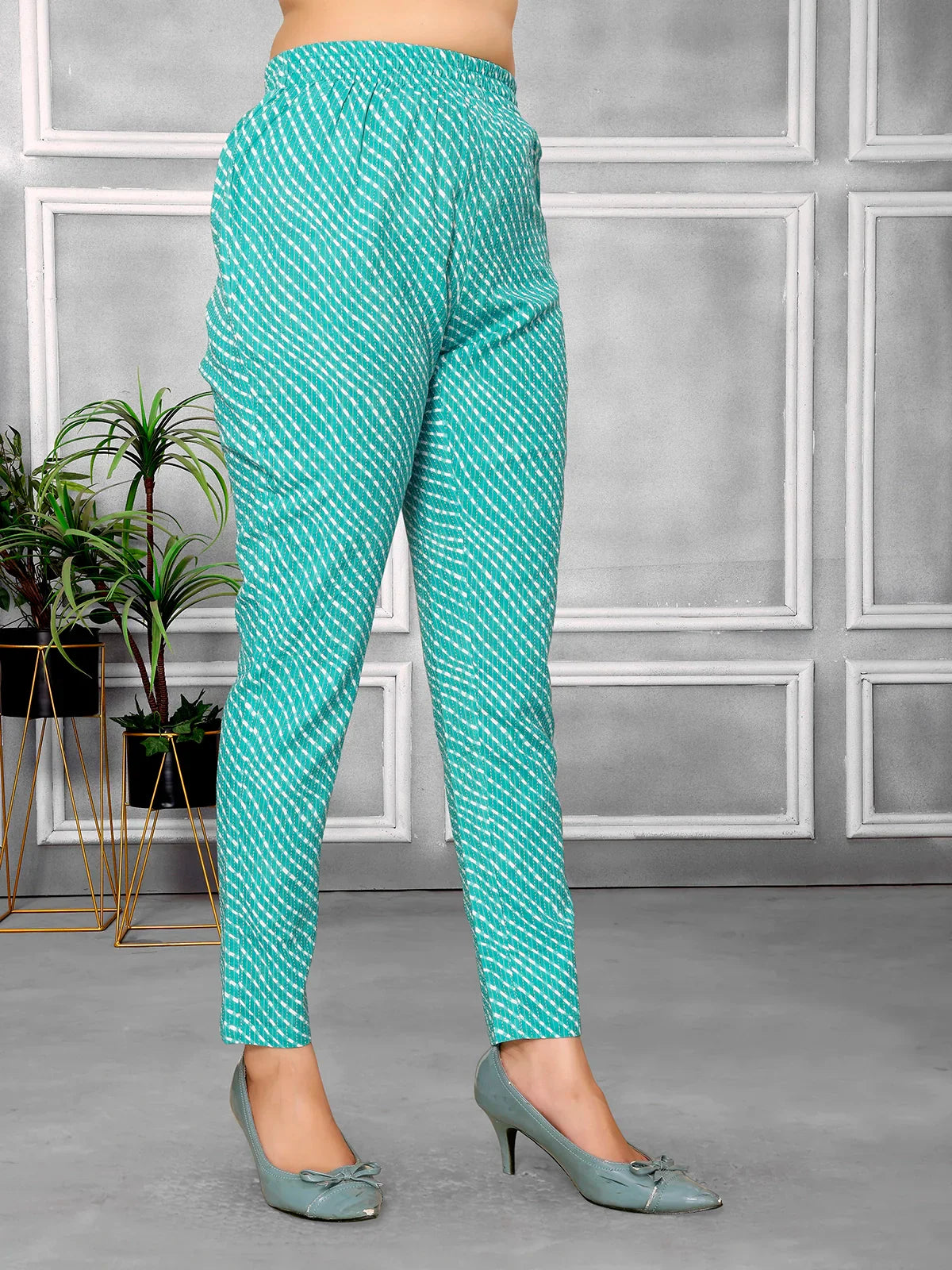 Buy Cotton Embroidered Calf Length Straight Kurta With Pant-Sea Green