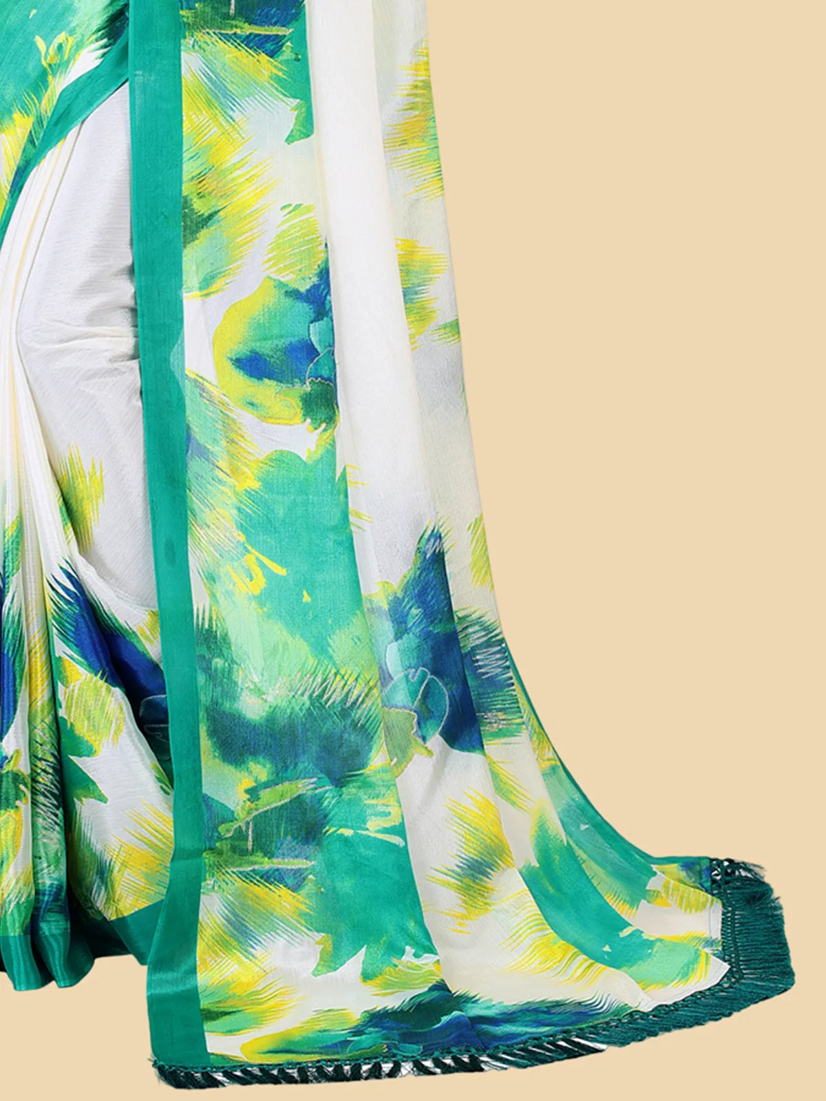 Buy Abstract Printed Designer Chiffon Saree With Blouse Piece-Mint Green