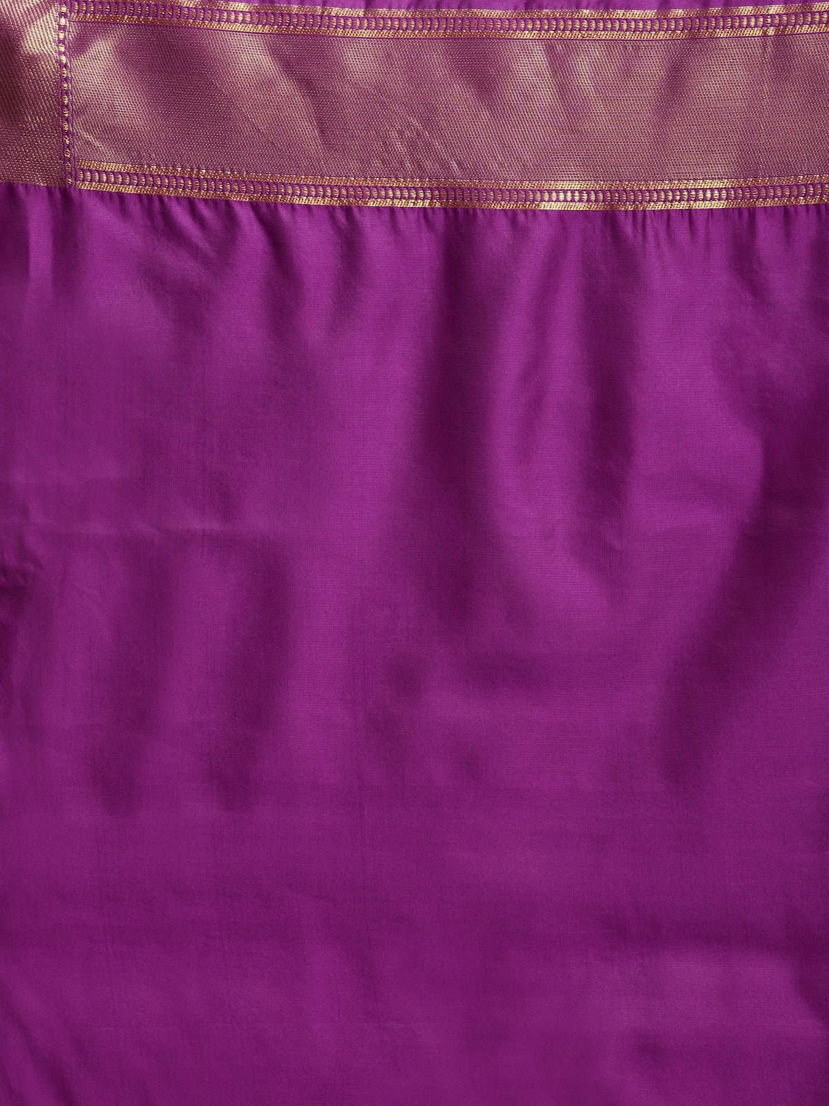 Buy Banarasi Silk Jacquard Saree With Blouse Piece-Purple