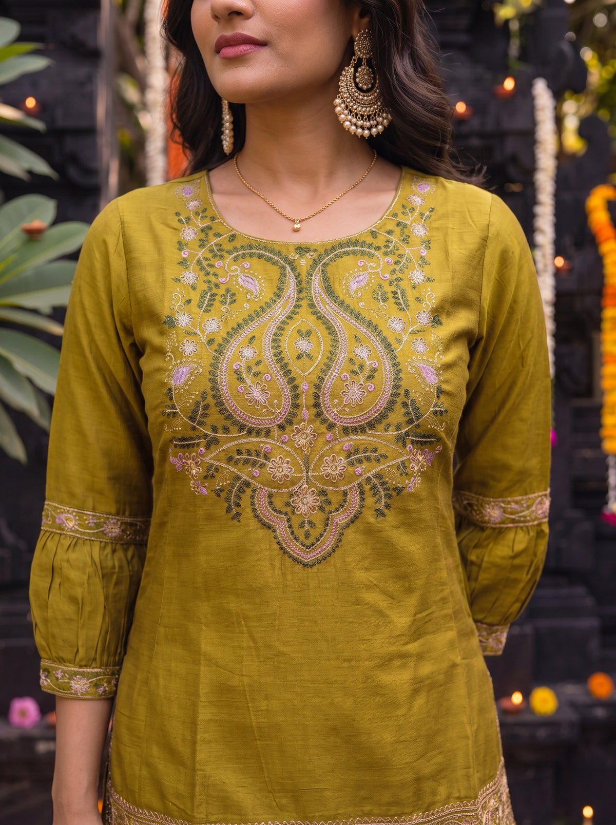 Viscose Embroidered Straight Calf Length Kurta With Pant and Dupatta