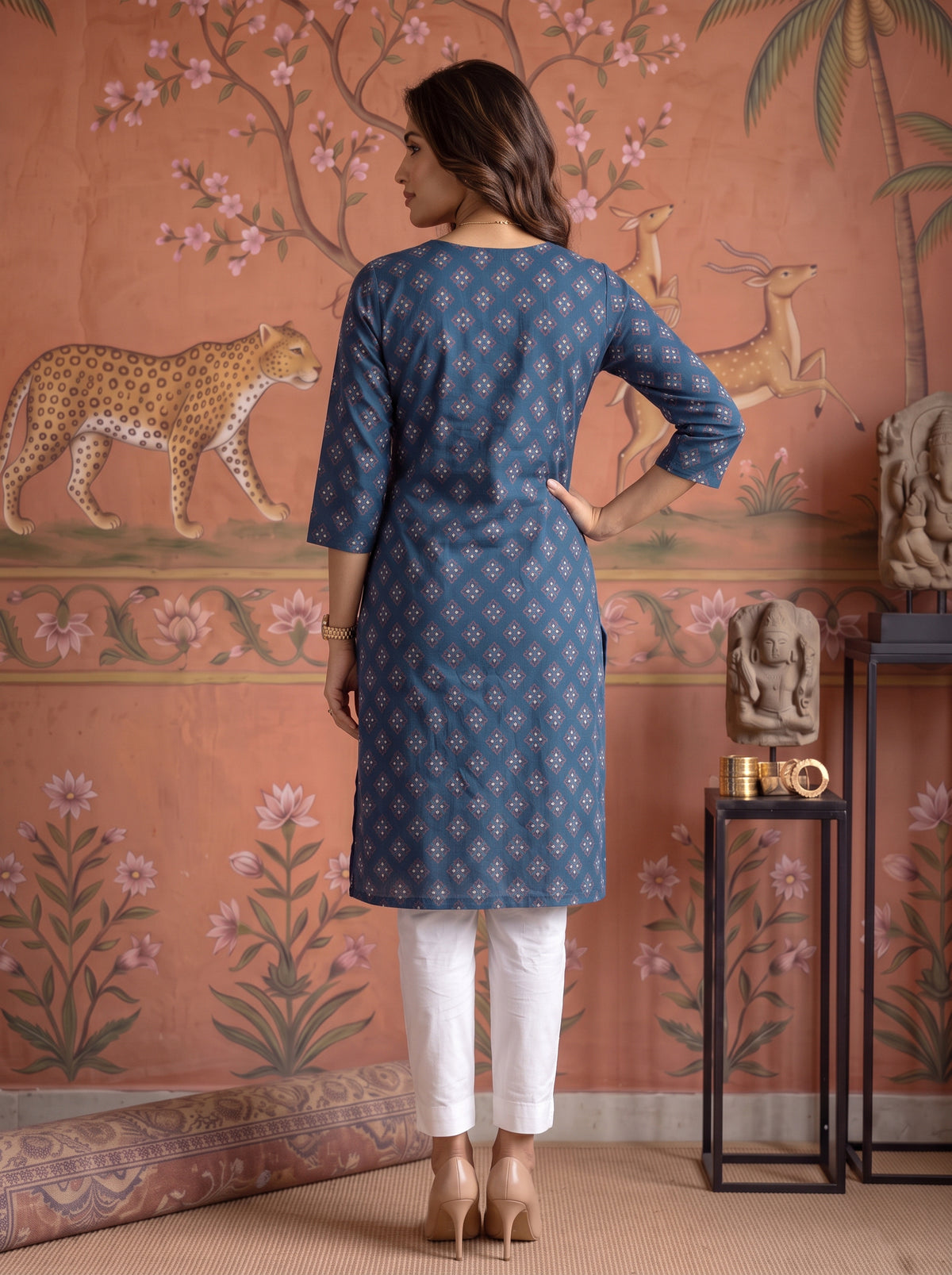 Rayon Printed Straight Knee Length Kurta