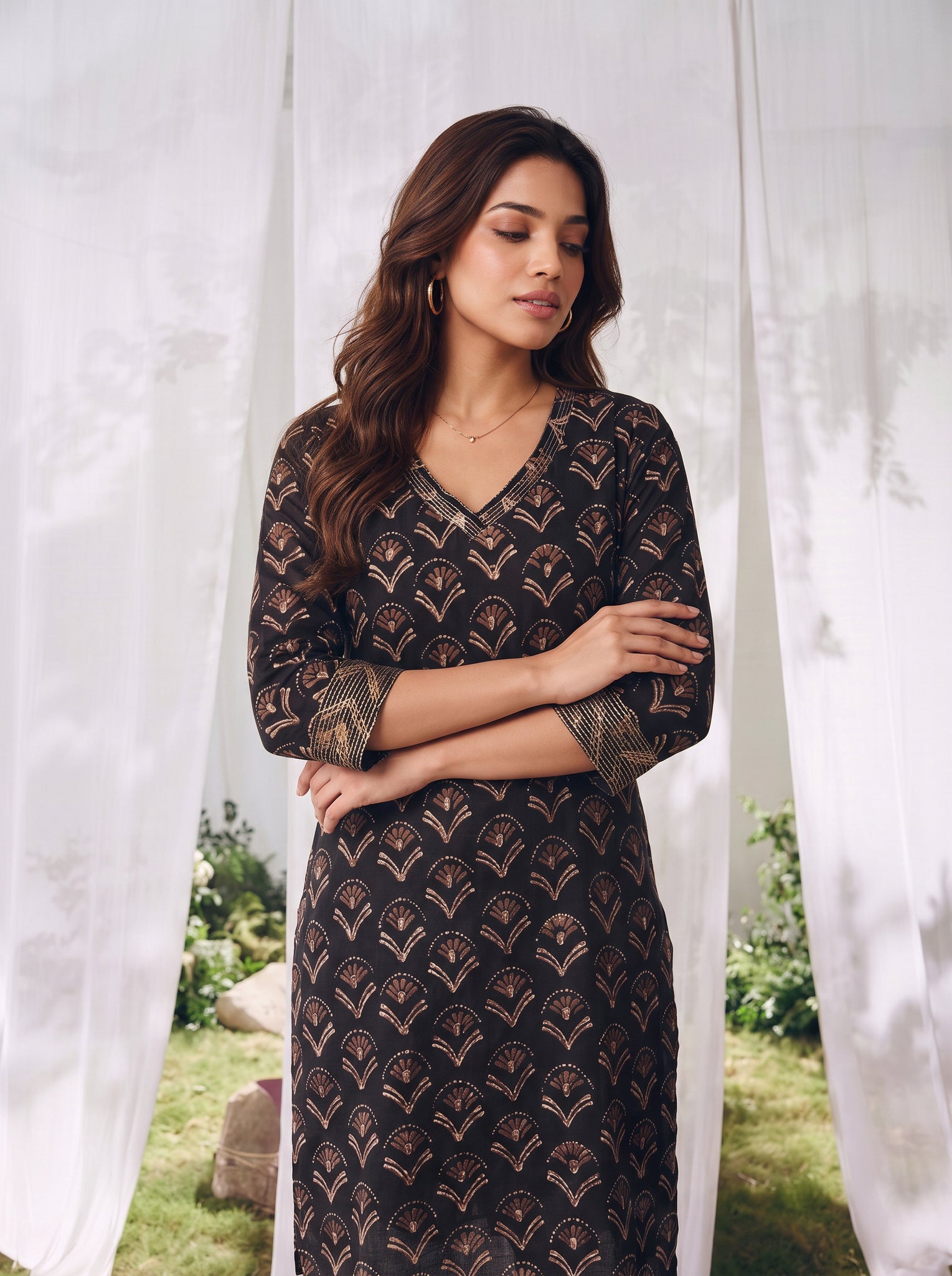 Rayon Printed Straight Knee Length Kurta