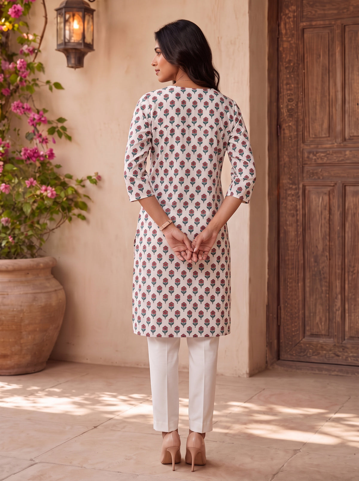 Cotton Printed Straight Knee Length Kurta
