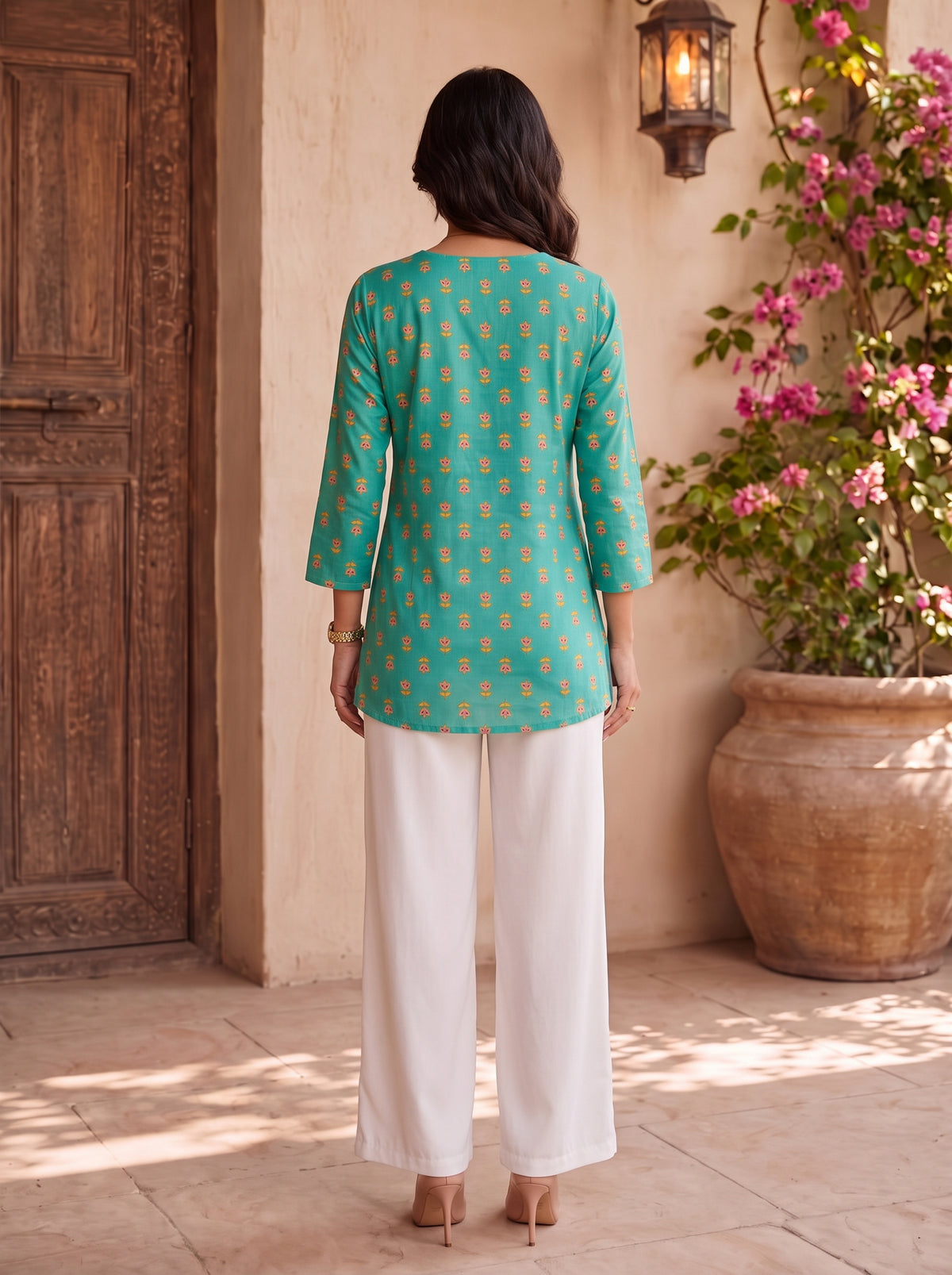 Rayon Printed Straight Short Length Short Kurta