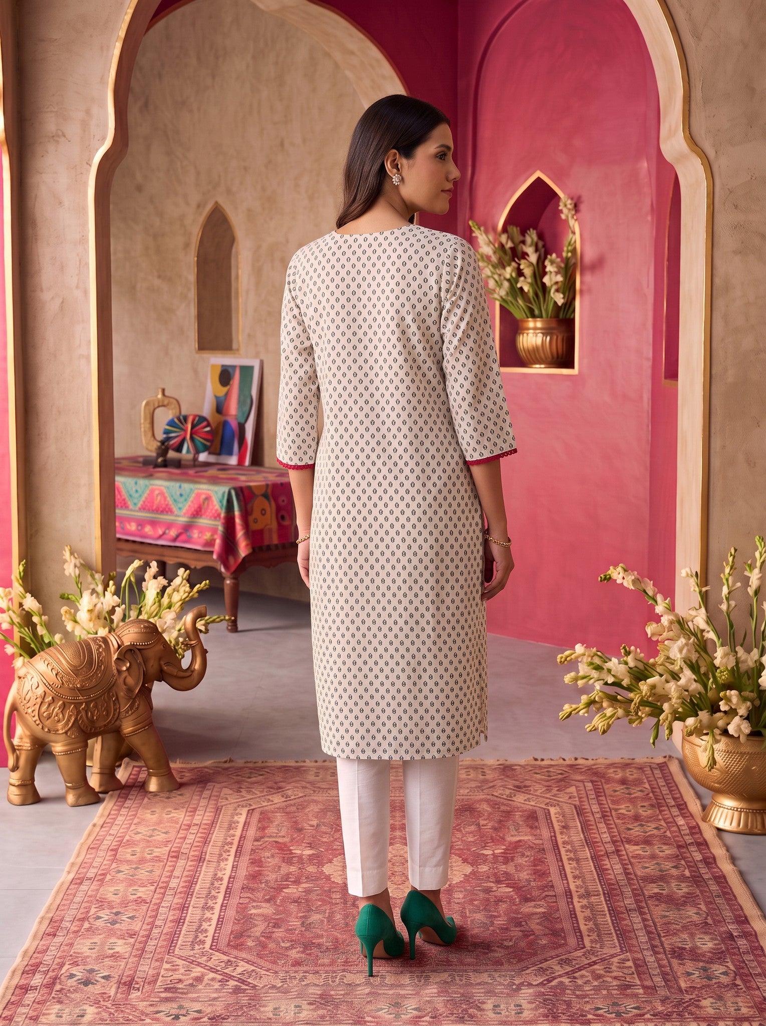 Rayon Embroidered Straight Knee Length Kurta