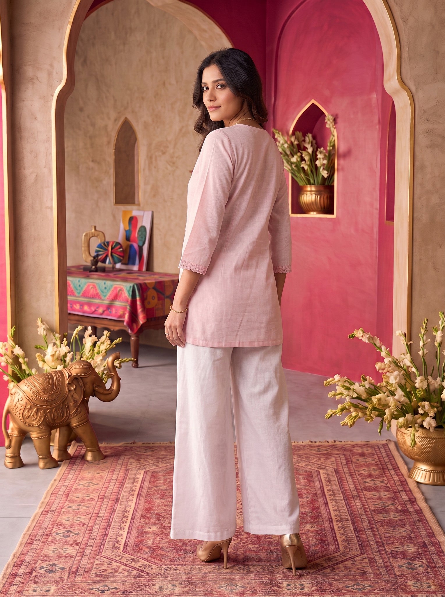 Cotton Embroidered A-Line Short Length Short Kurta