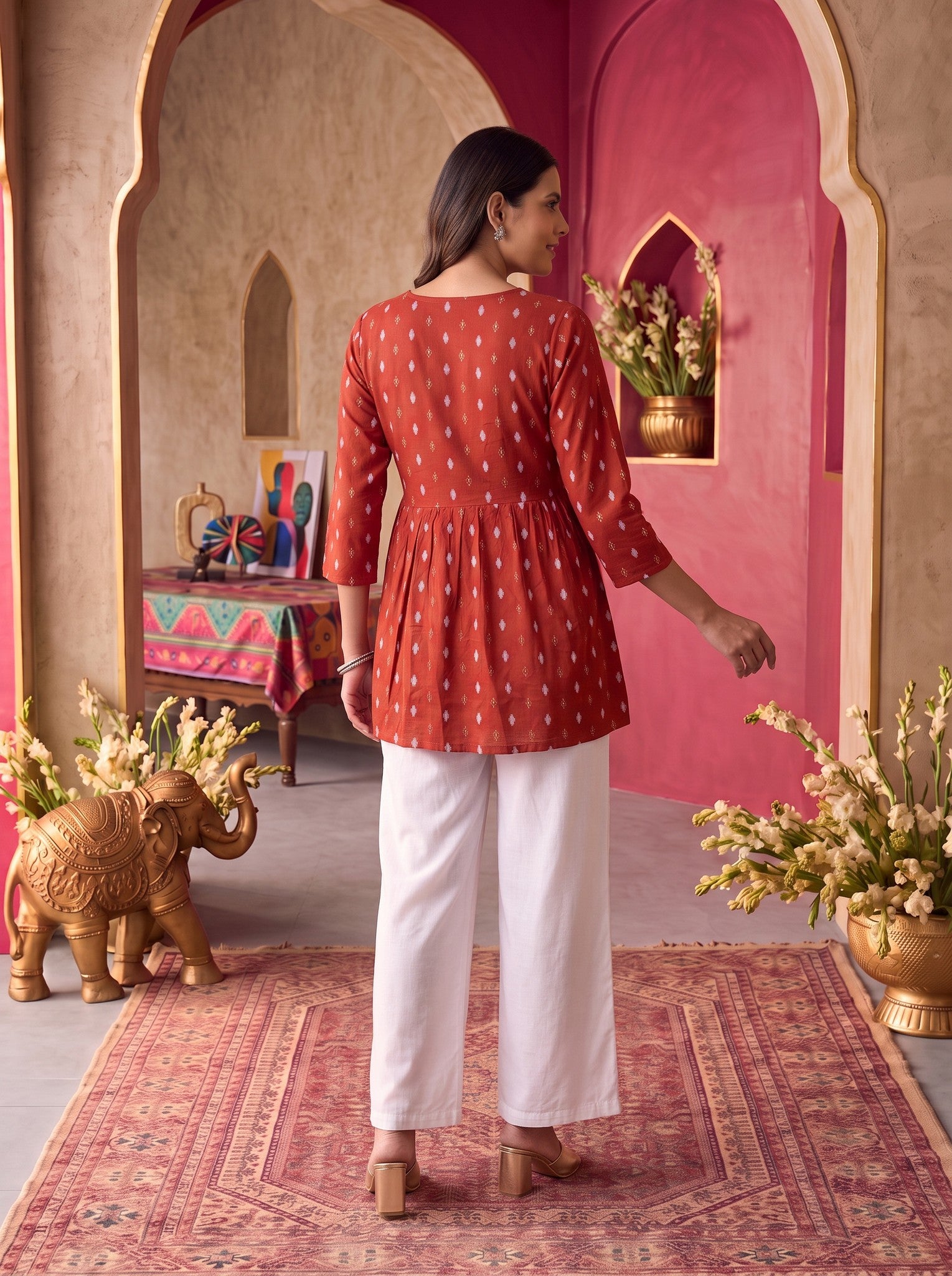 Rayon Embroidered A-Line Short Length Short Kurta