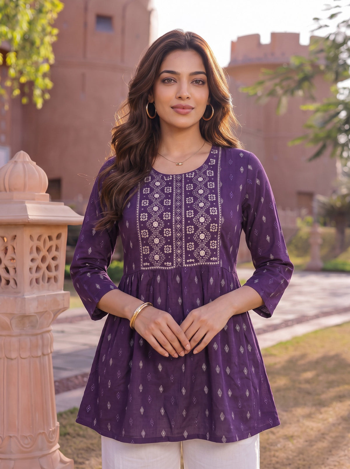 Rayon Embroidered A-Line Short Length Short Kurta