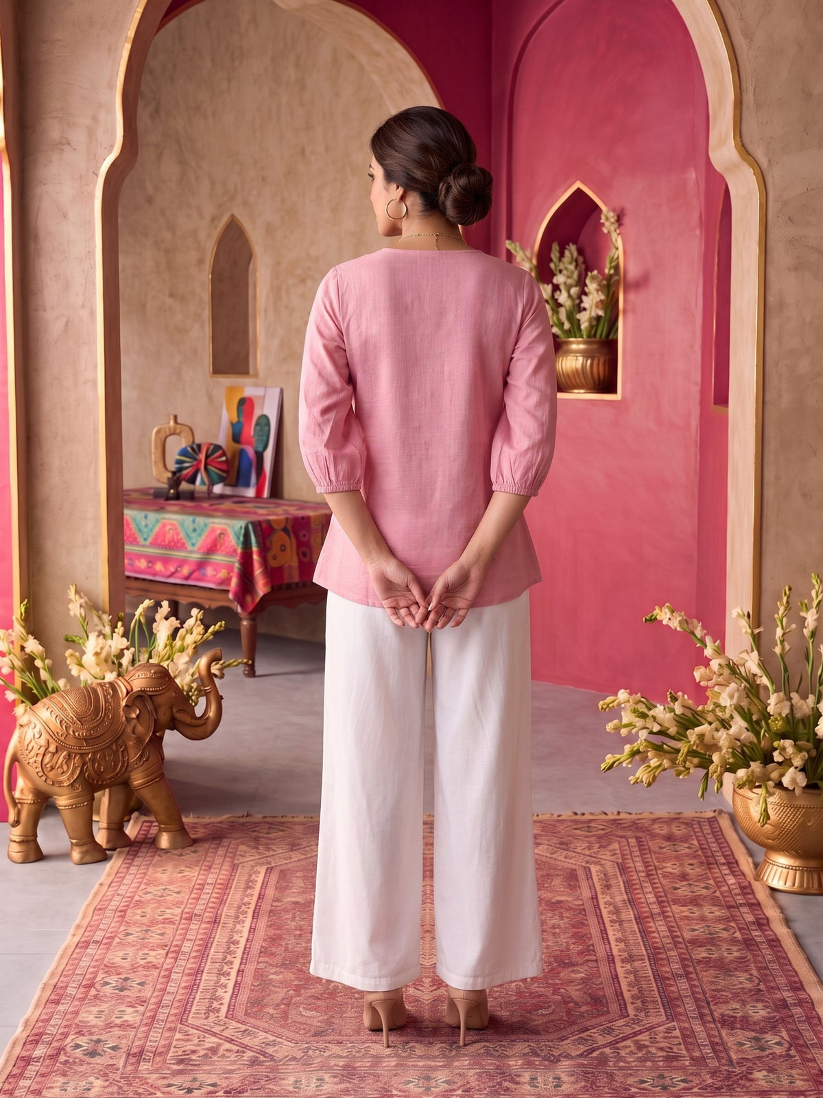 Cotton Embroidered A-Line Short Length Short Kurta