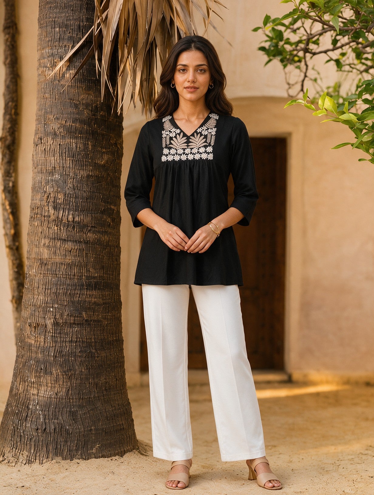 Cotton Embroidered A-Line Short Length Short Kurta