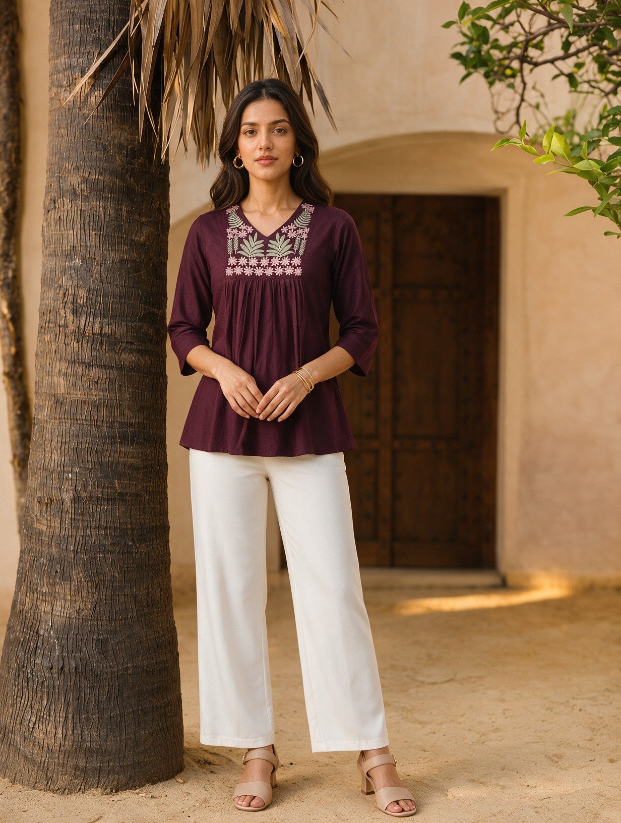 Cotton Embroidered A-Line Short Length Short Kurta