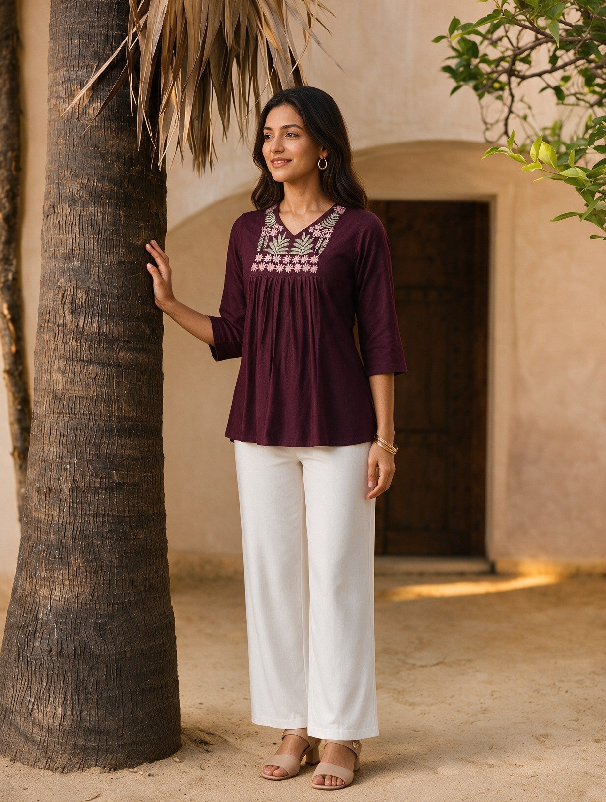 Cotton Embroidered A-Line Short Length Short Kurta