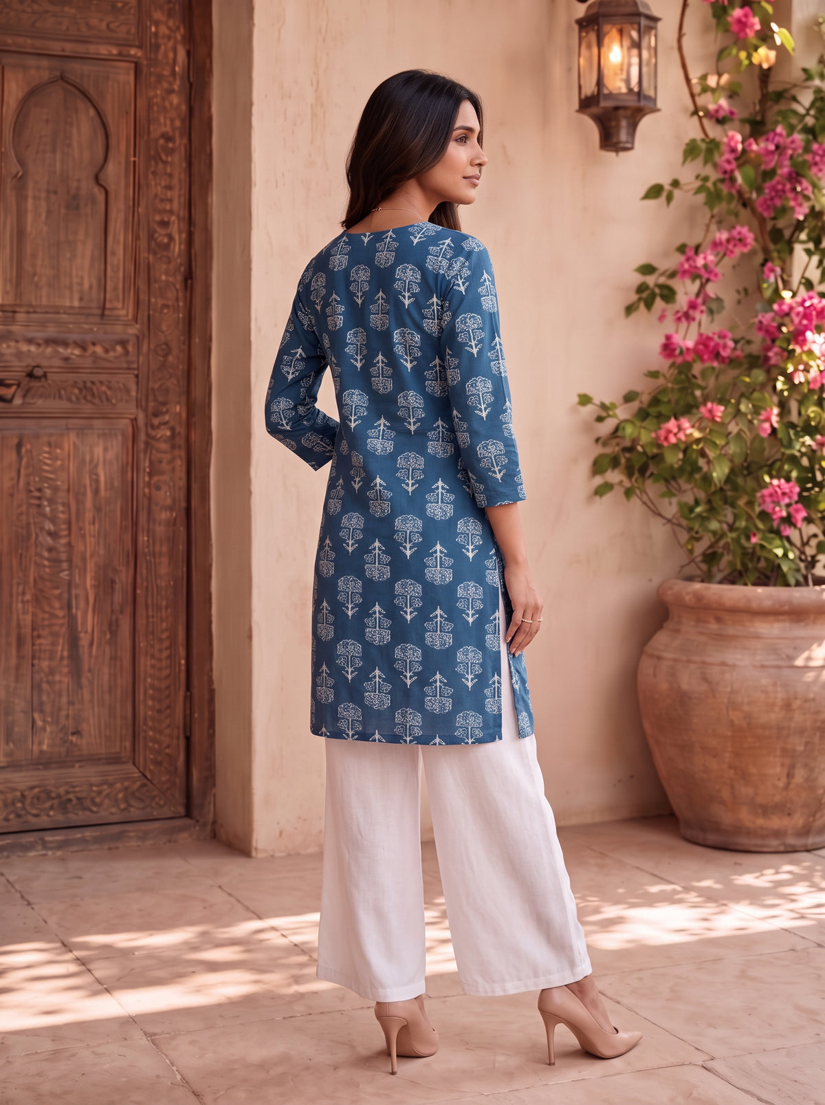 Cotton Printed Straight Knee Length Kurta