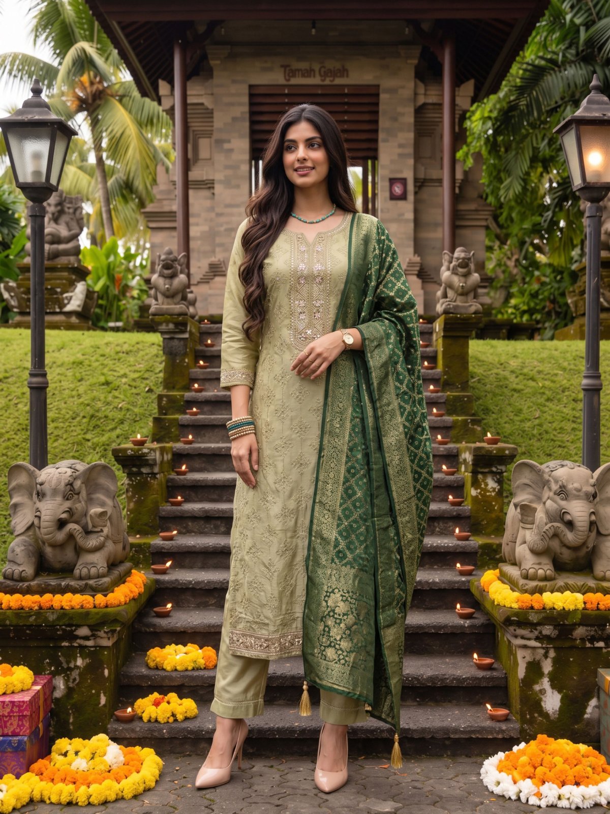 Rayon Embroidered Straight Calf Length Kurta With Pant and Dupatta
