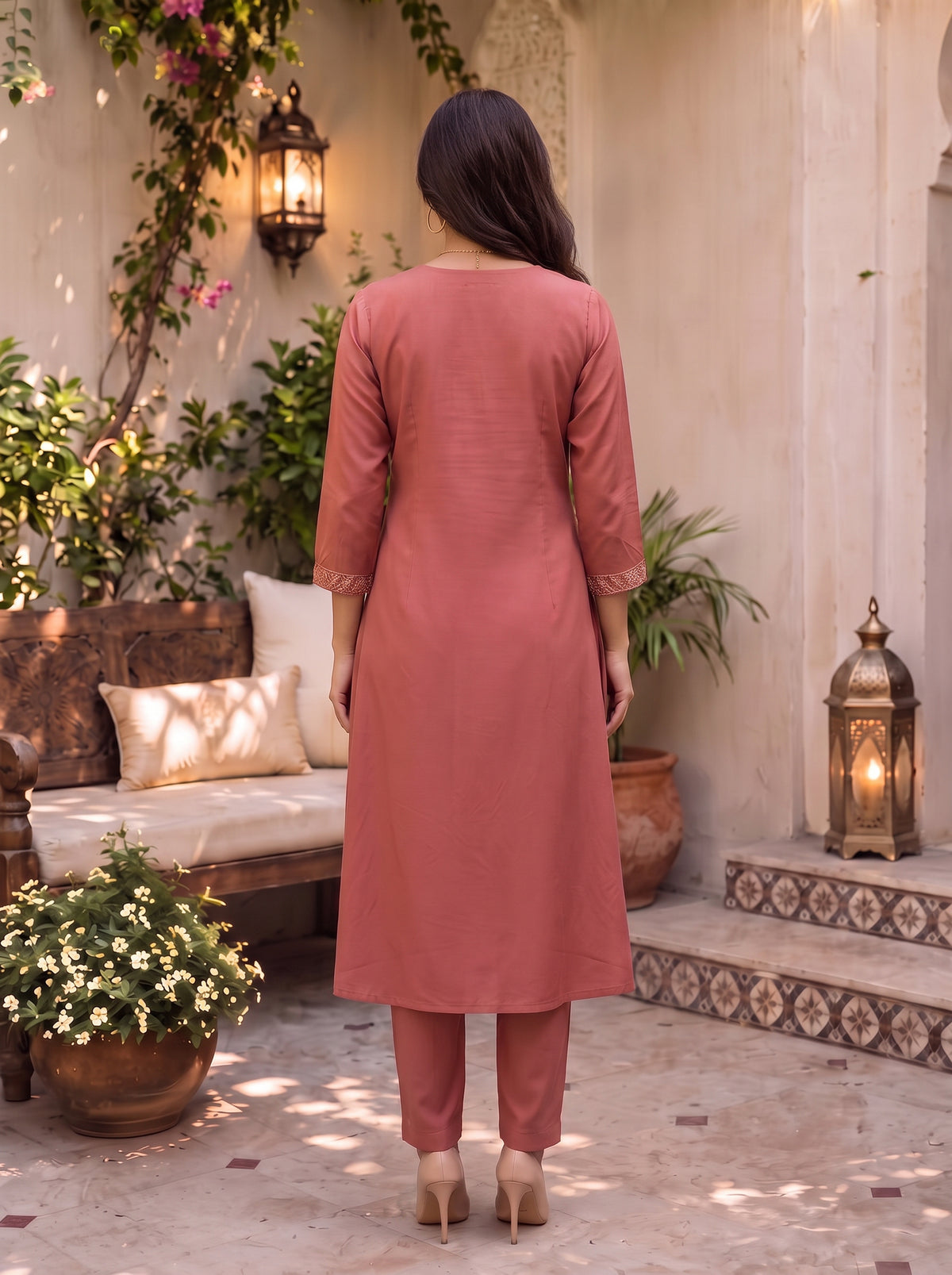 Viscose Embroidered A-Line Co-Ord Set