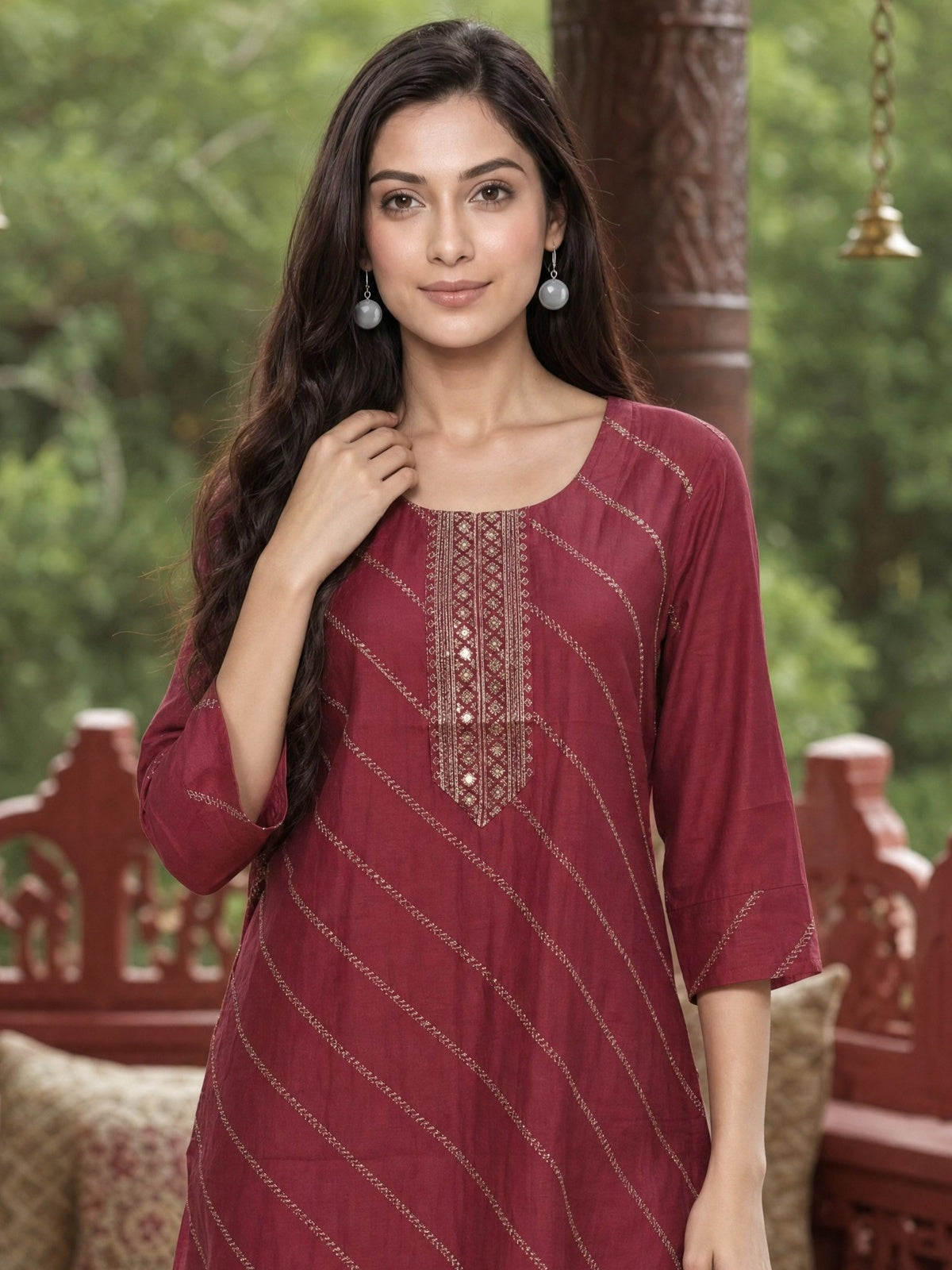 Poly Viscose Embroidered Straight Calf Length Kurta