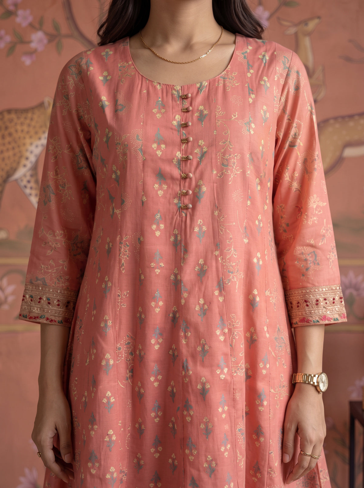 Viscose Embroidered Flared Calf Length Kurta