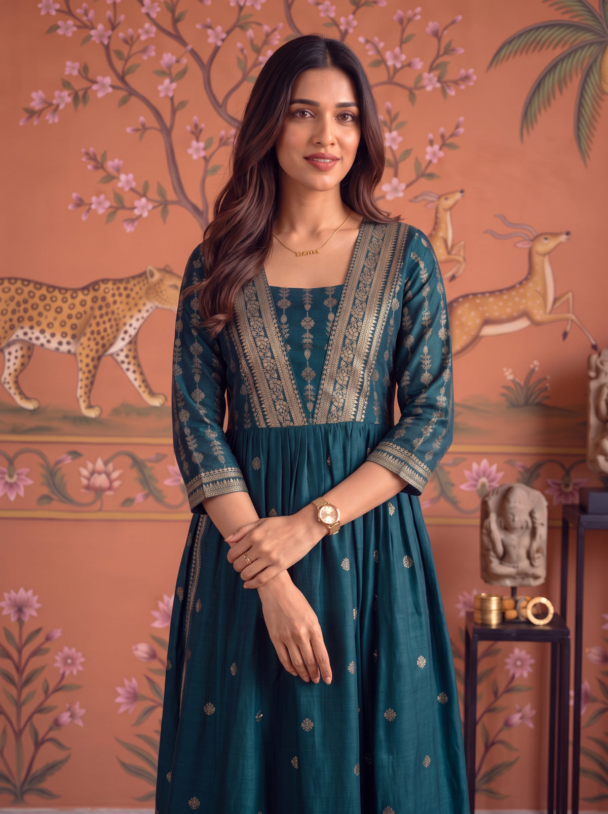 Viscose Printed Flared Calf Length Kurta