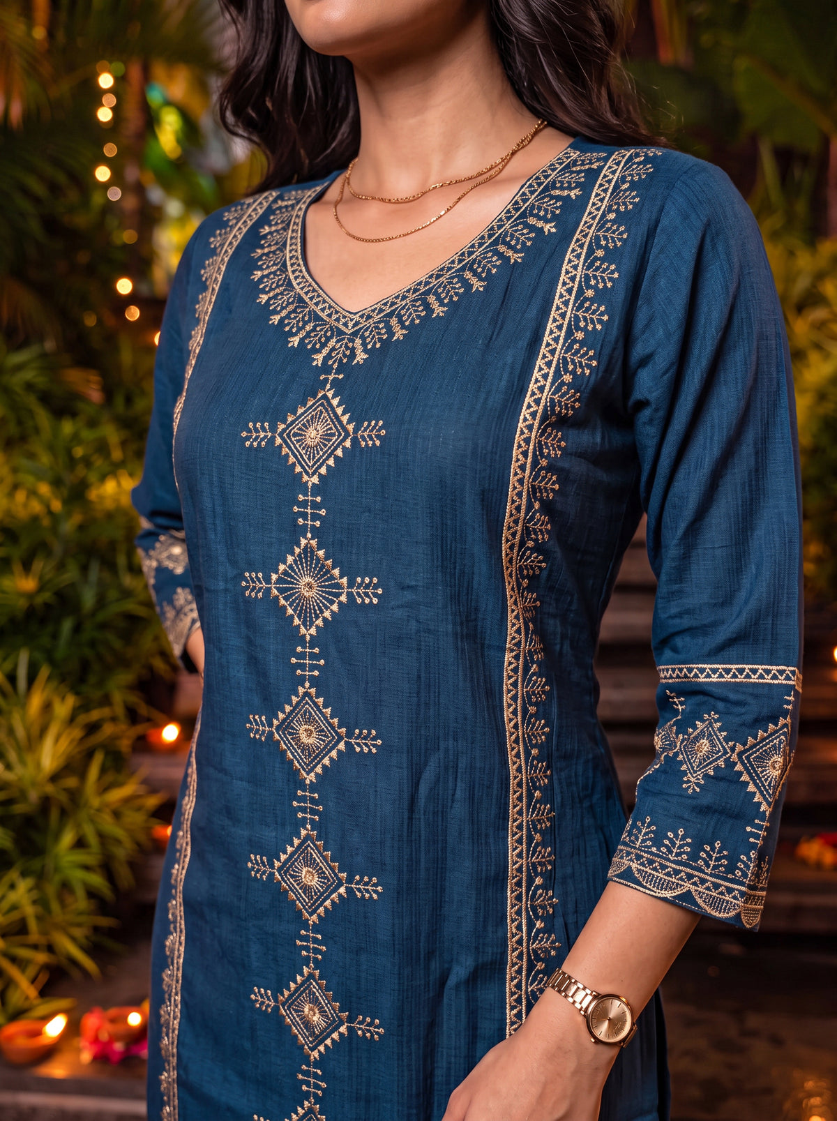 Viscose Embroidered Straight Calf Length Kurta