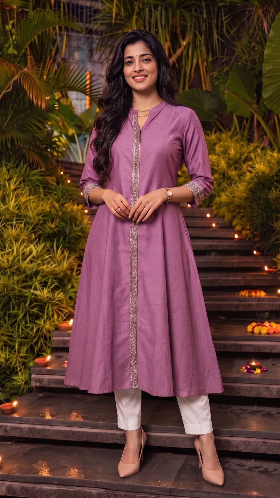 Viscose Embroidered A-Line Calf Length Kurta