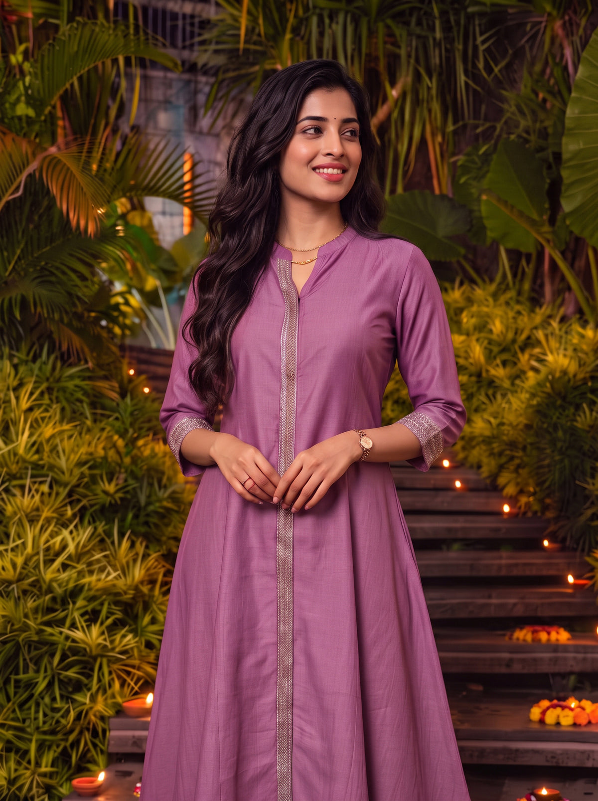 Buy Viscose Embroidered A-Line Calf Length Kurta-Pink
