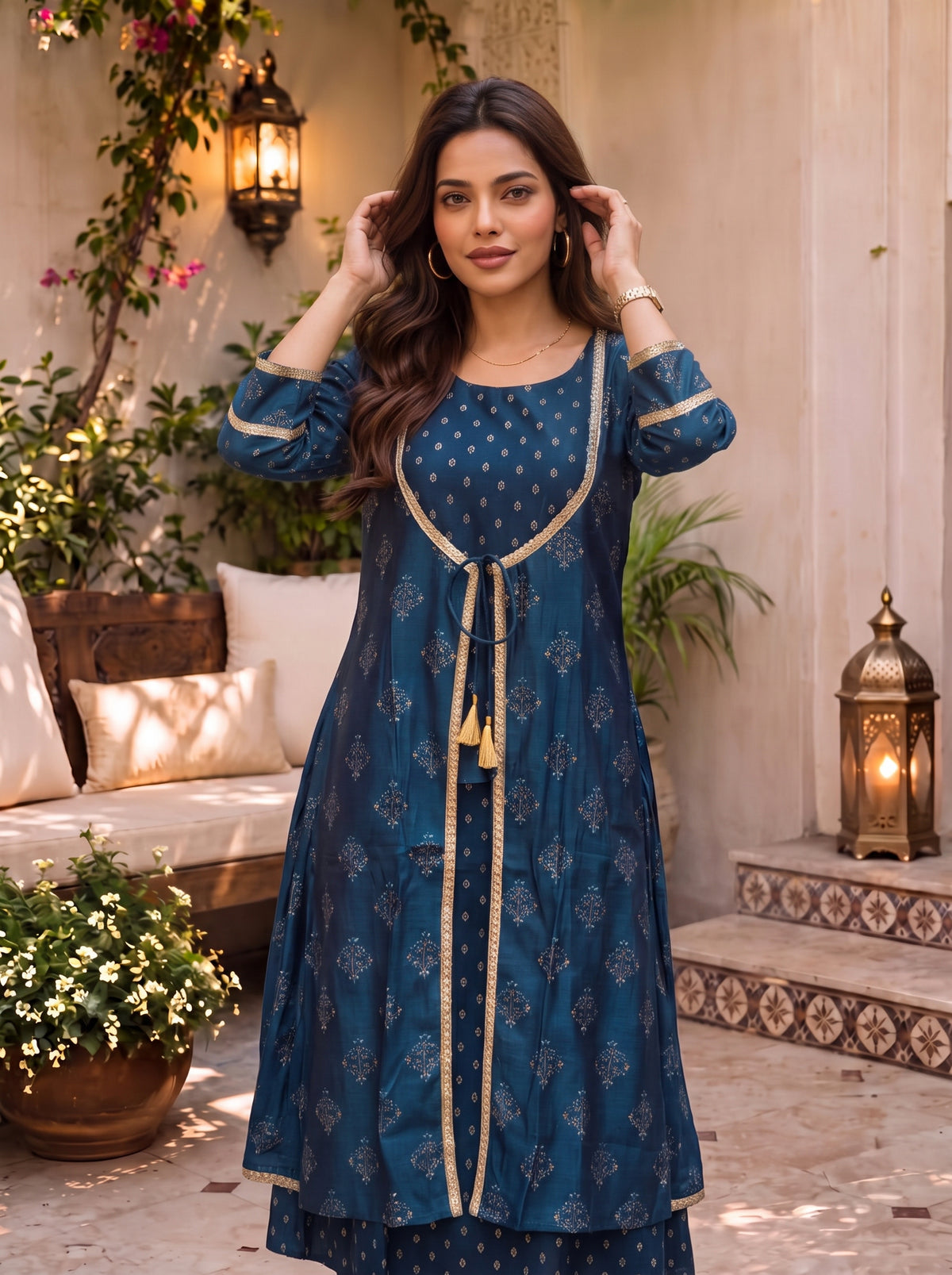 Viscose Printed Flared Calf Length Kurta