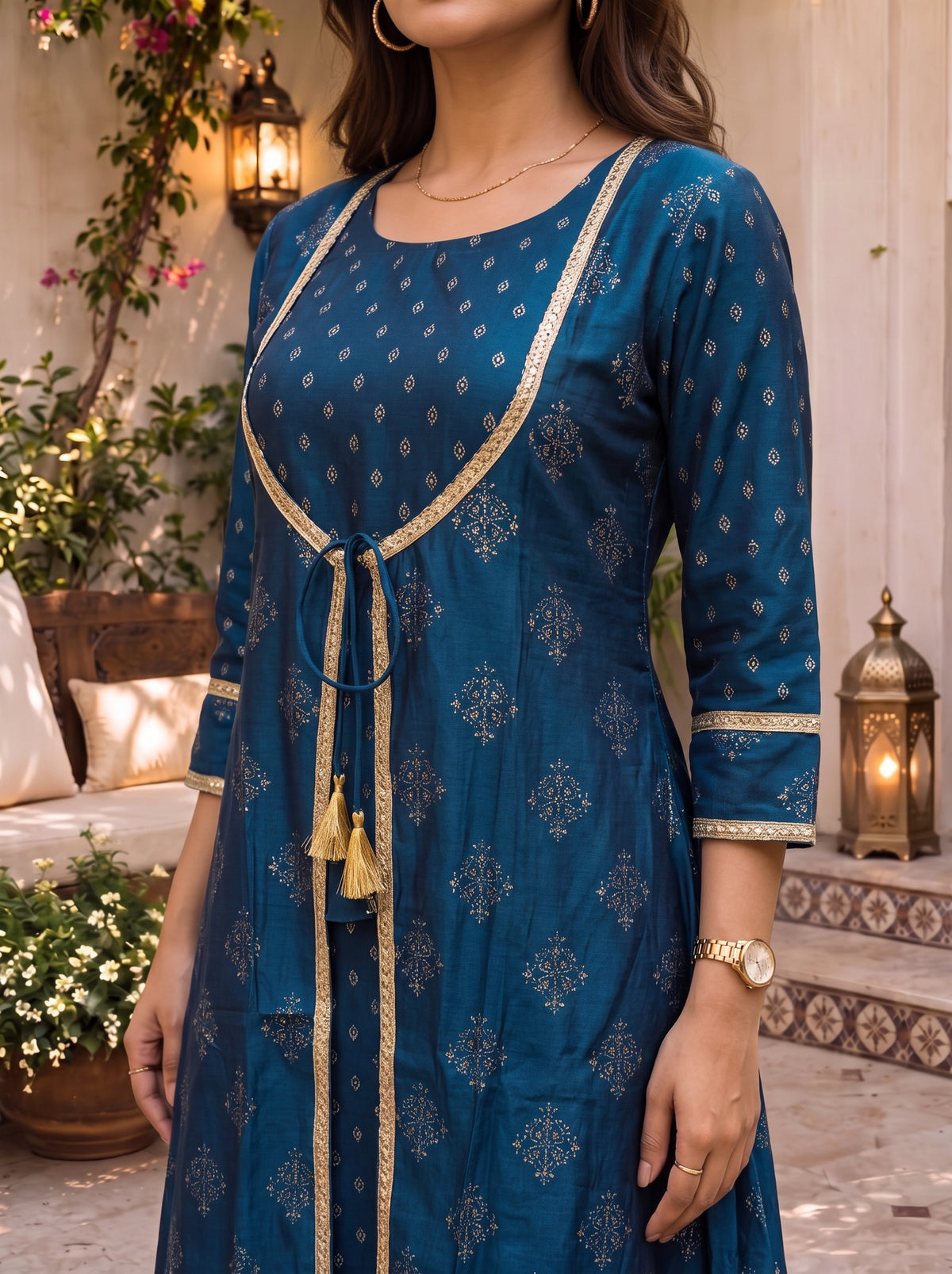 Viscose Printed Flared Calf Length Kurta