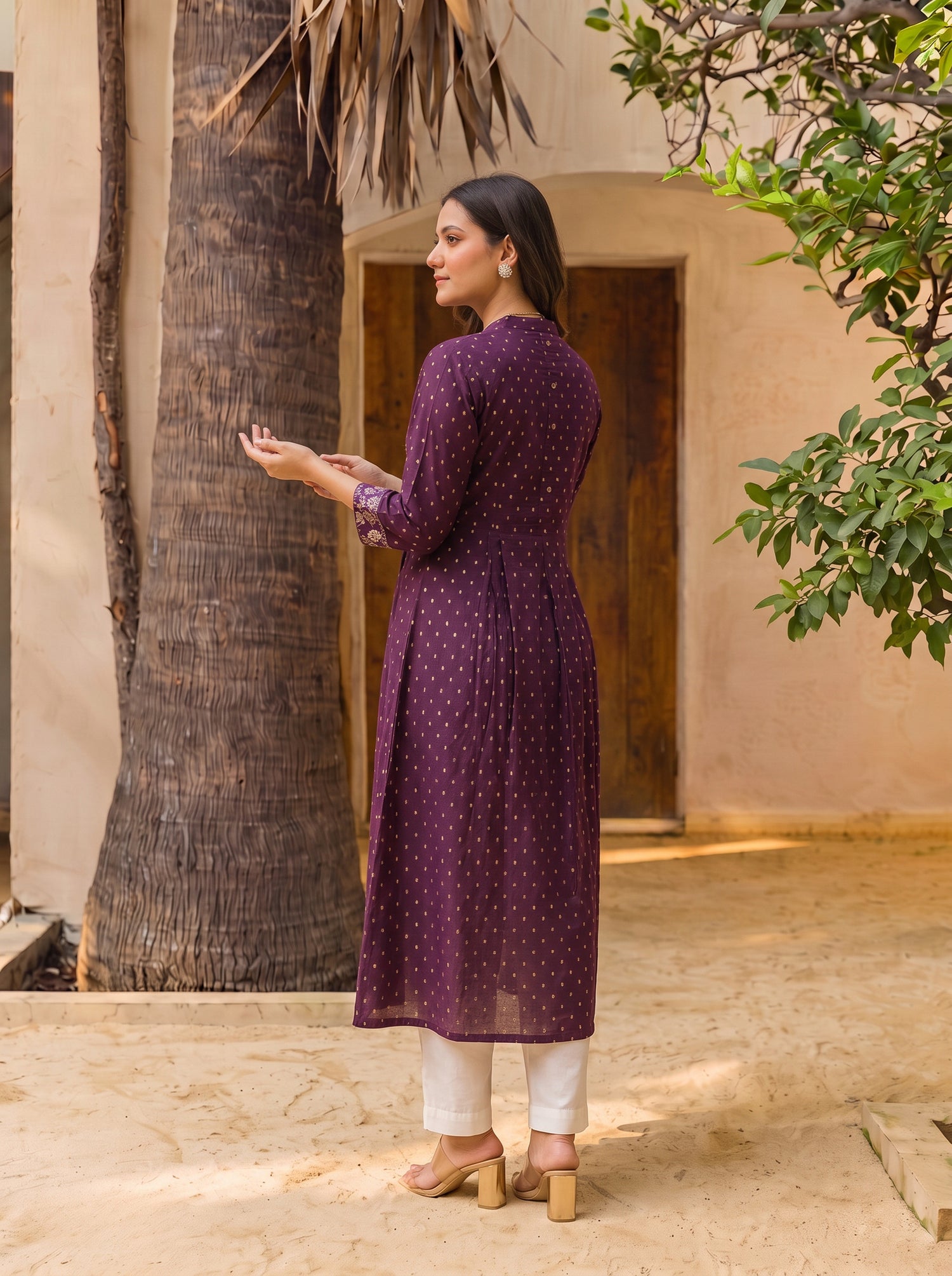 Buy Viscose Embroidered Straight Calf Length Kurta-Wine