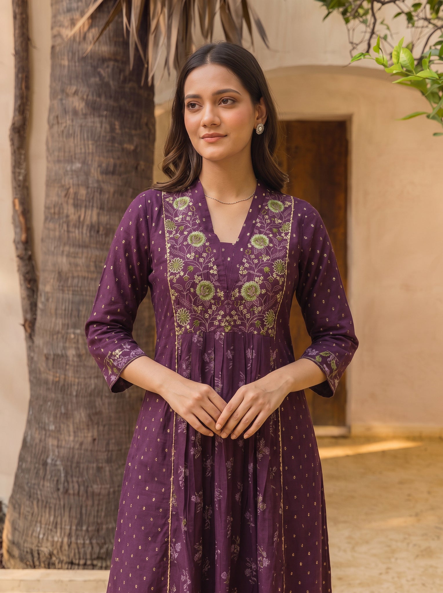 Viscose Embroidered Straight Calf Length Kurta