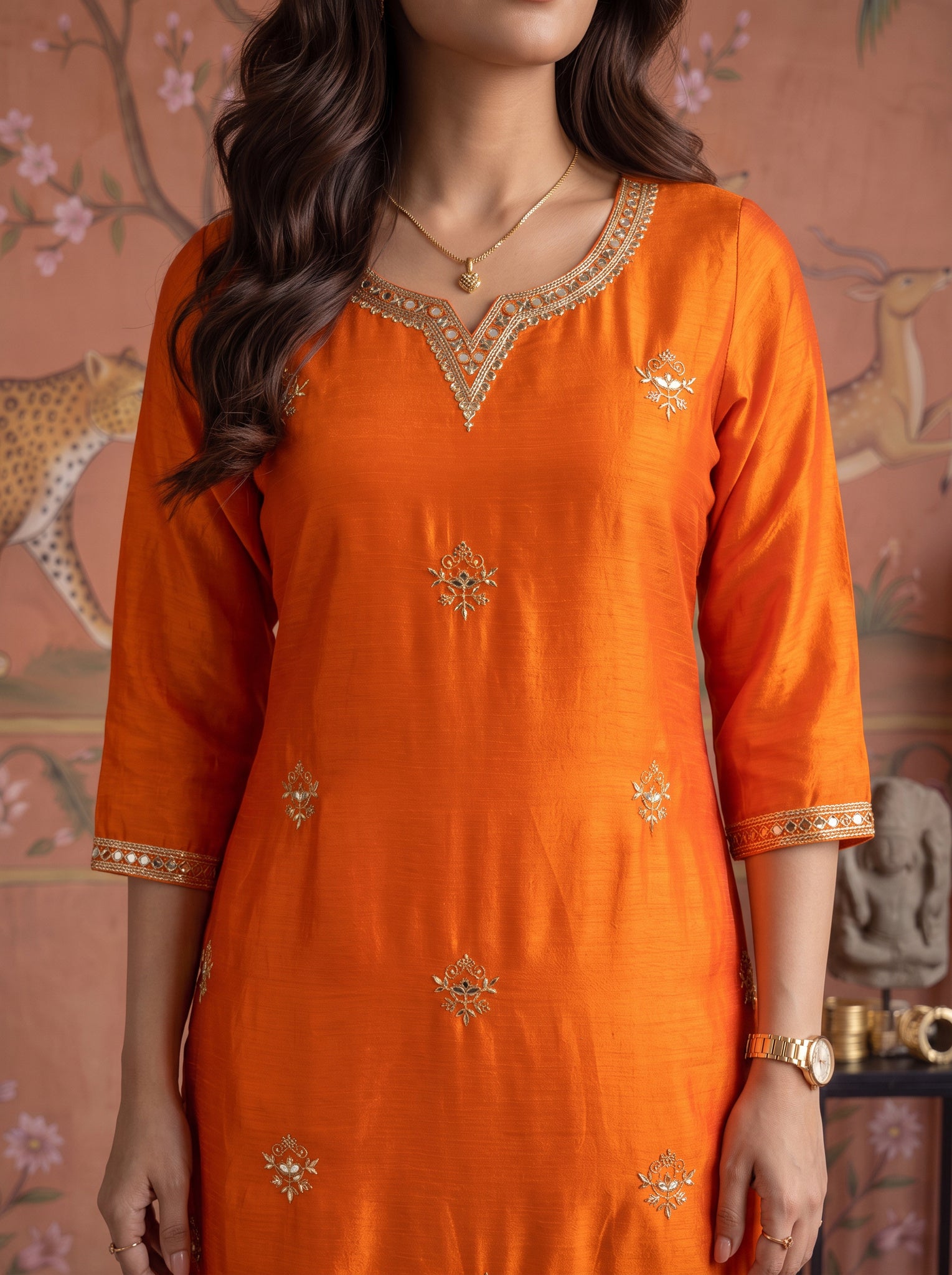 Viscose Embroidered Straight Knee Length Kurta With Pant and Dupatta