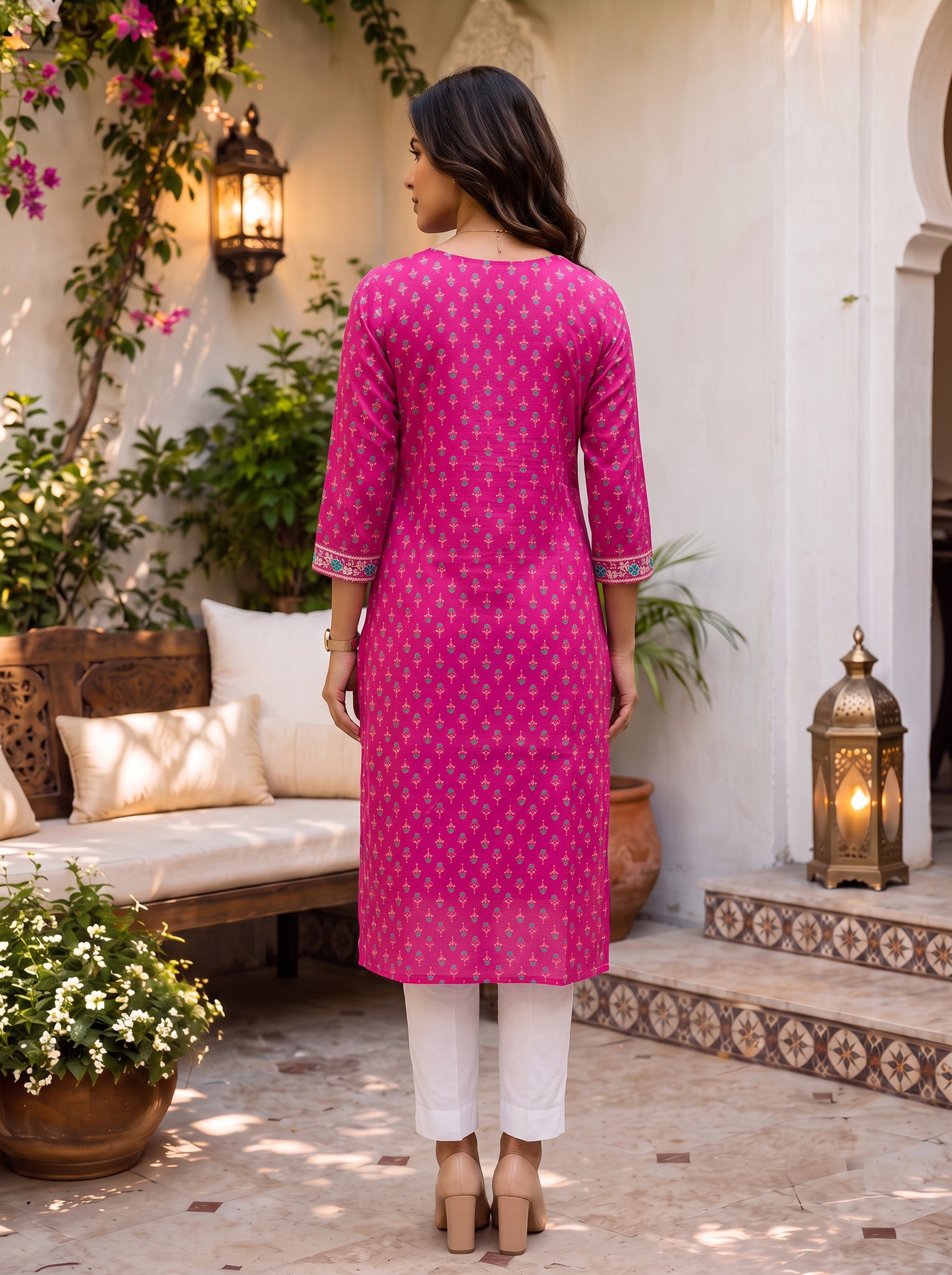 Rayon Embroidered Straight Calf Length Kurta
