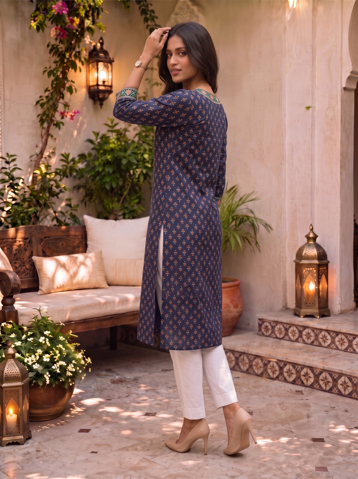 Rayon Embroidered Straight Calf Length Kurta