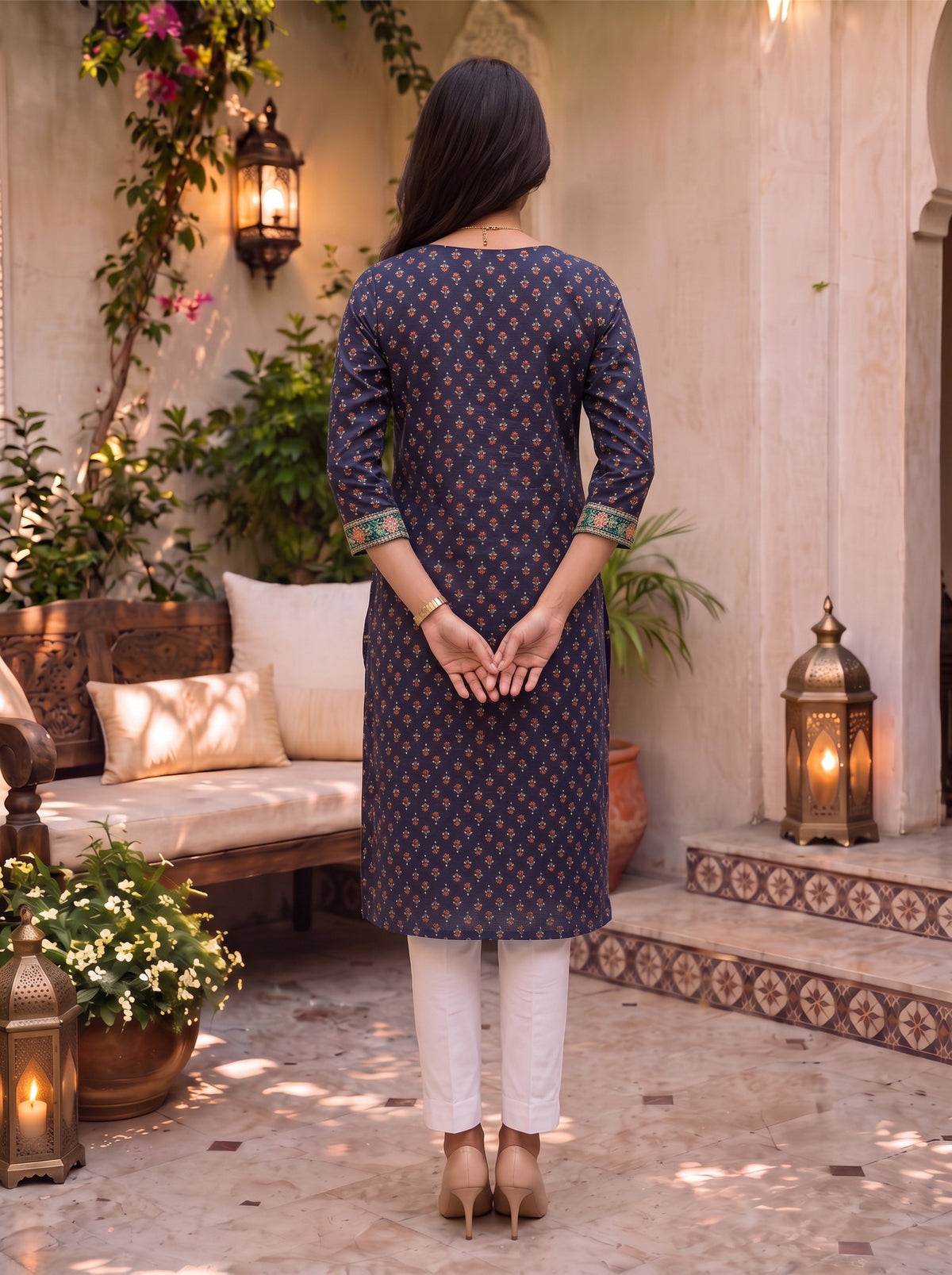 Rayon Embroidered Straight Calf Length Kurta