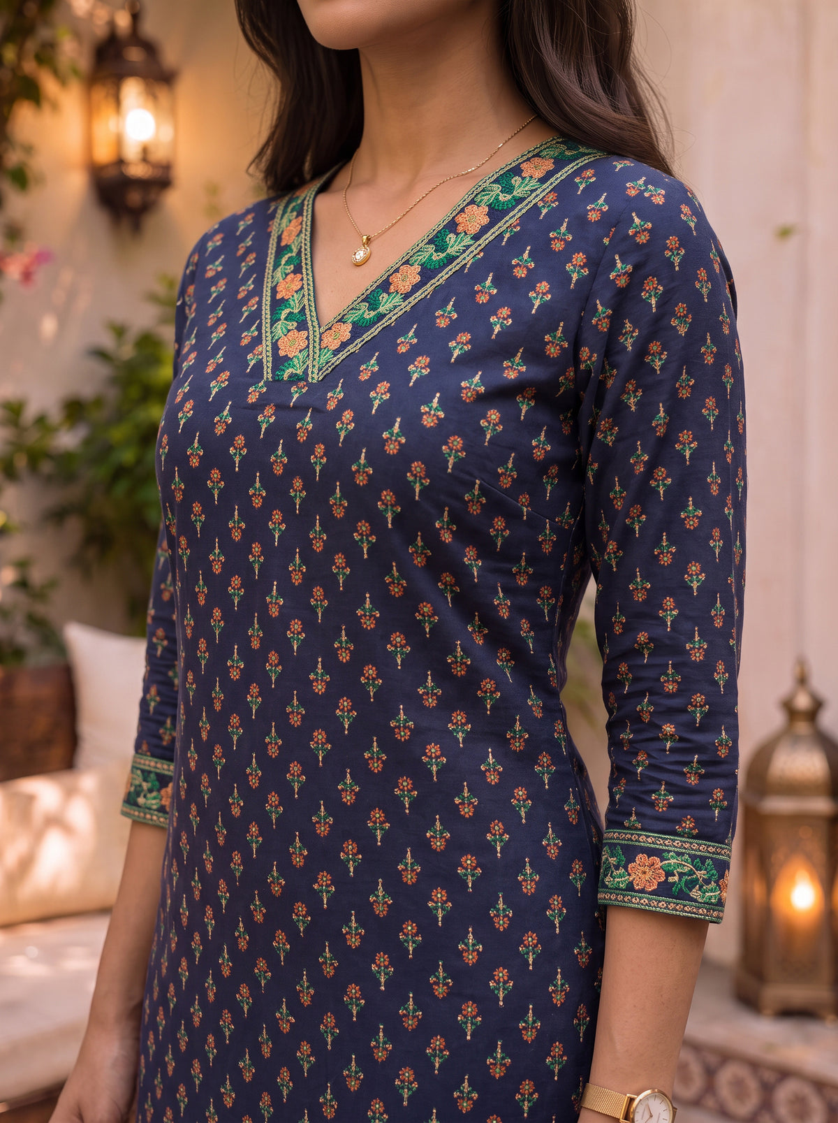 Buy Rayon Embroidered Straight Calf Length Kurta-Blue