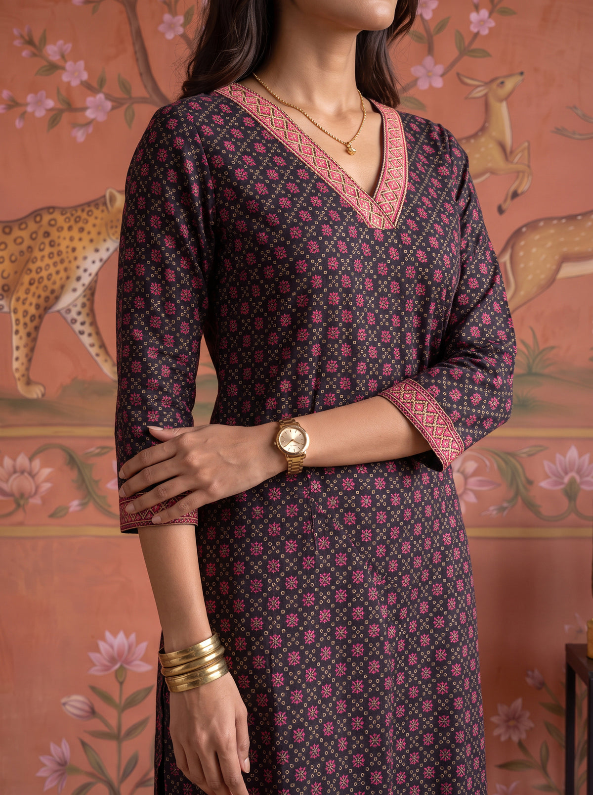 Rayon Embroidered Straight Calf Length Kurta