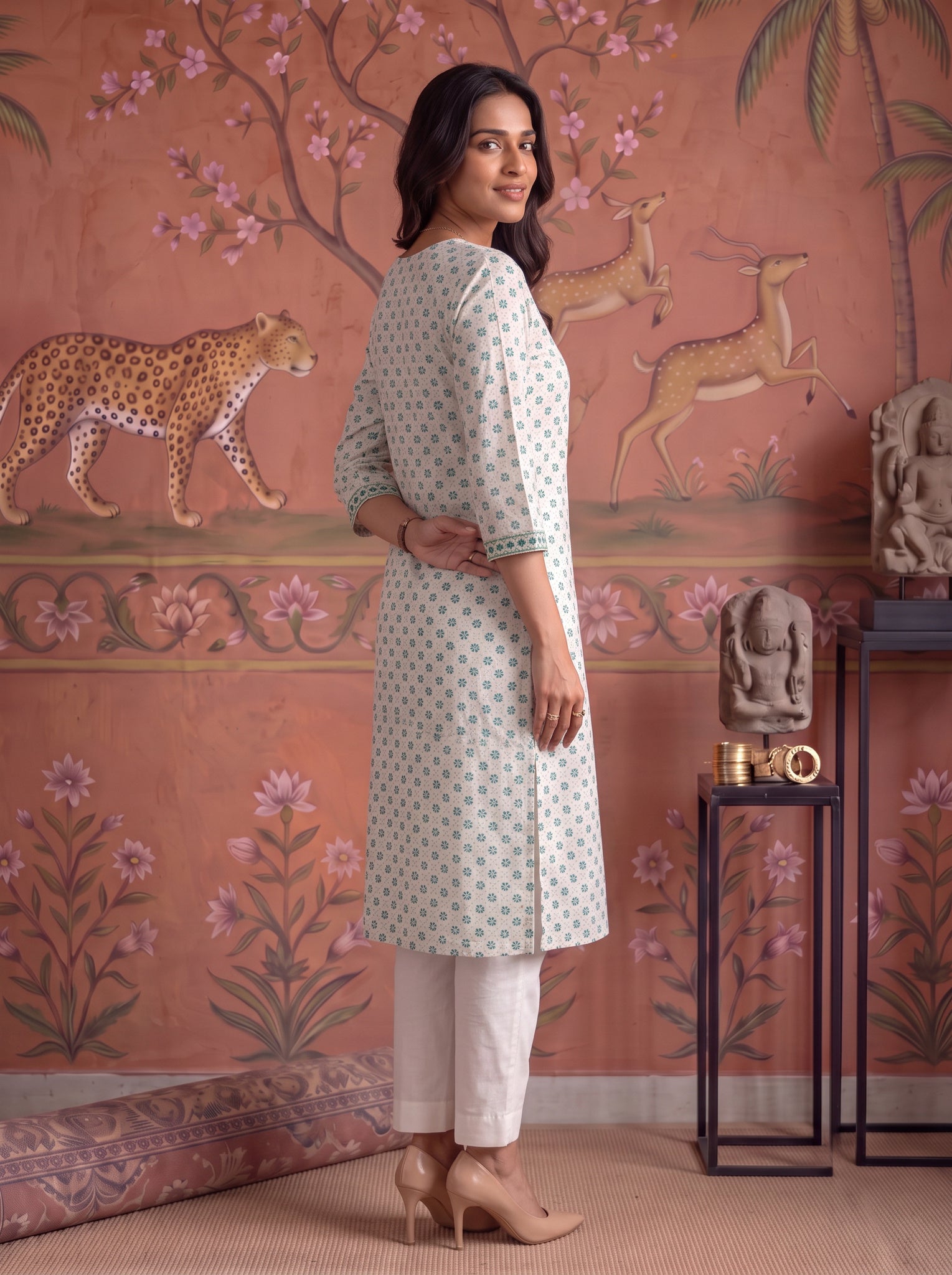 Rayon Embroidered Straight Calf Length Kurta