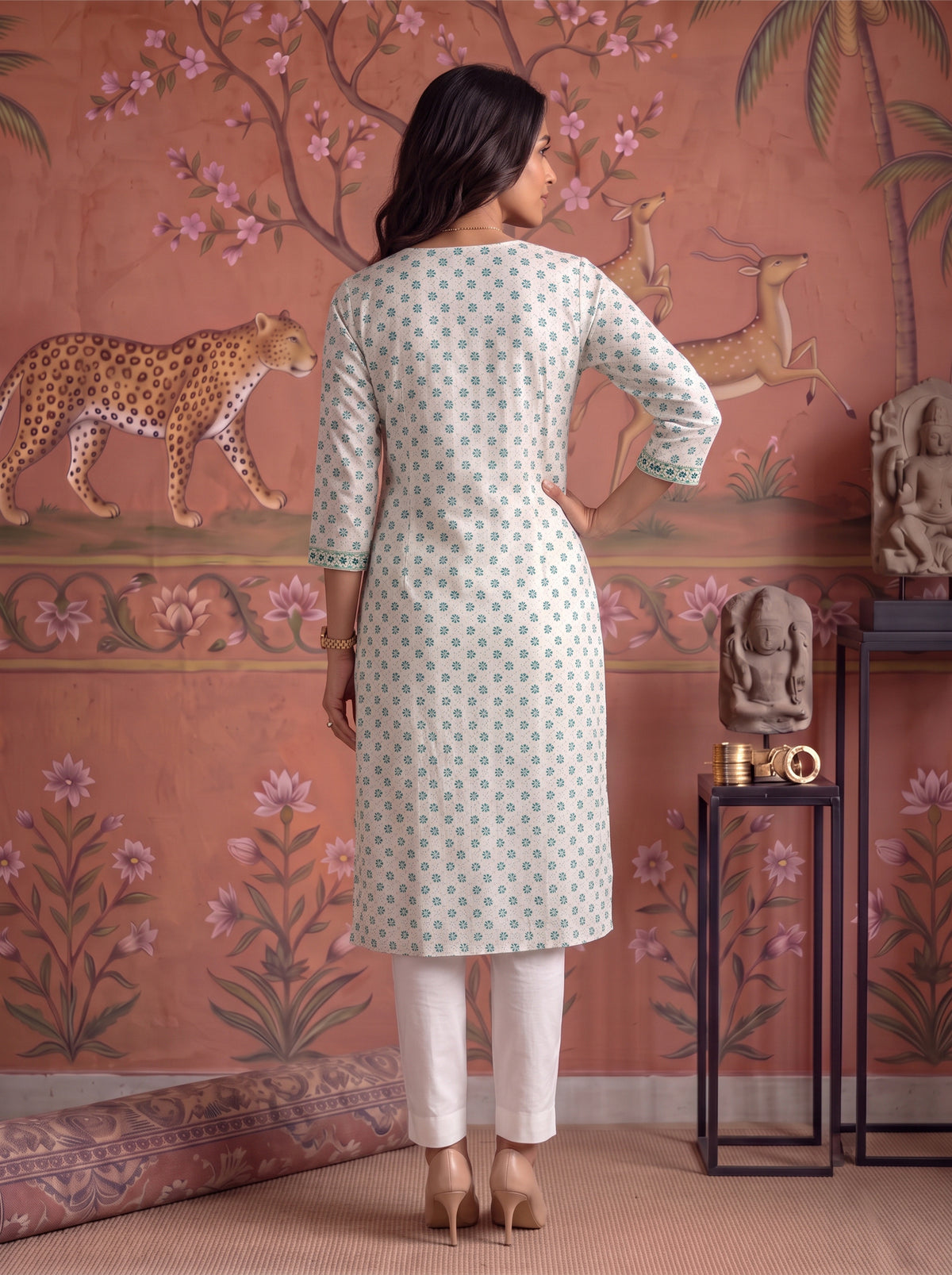Buy Rayon Embroidered Straight Calf Length Kurta-White