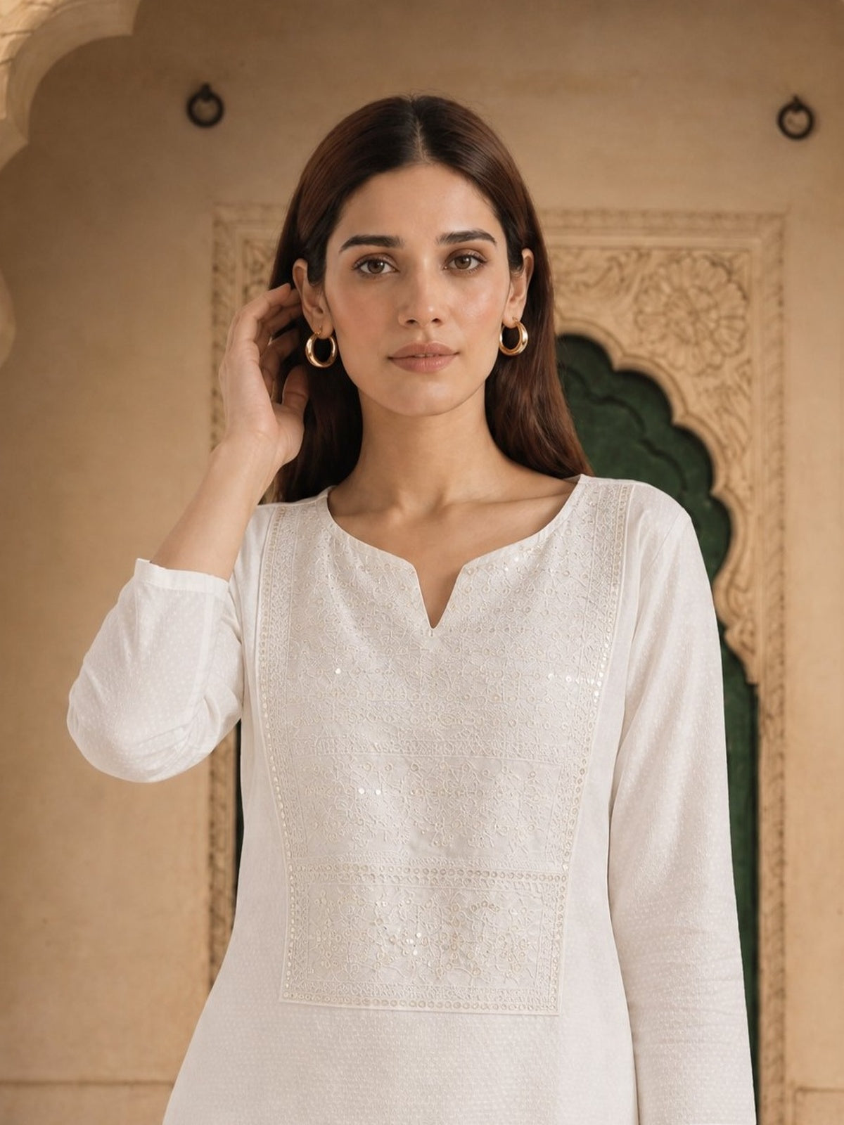 Rayon Embroidered Straight Calf Length Kurta