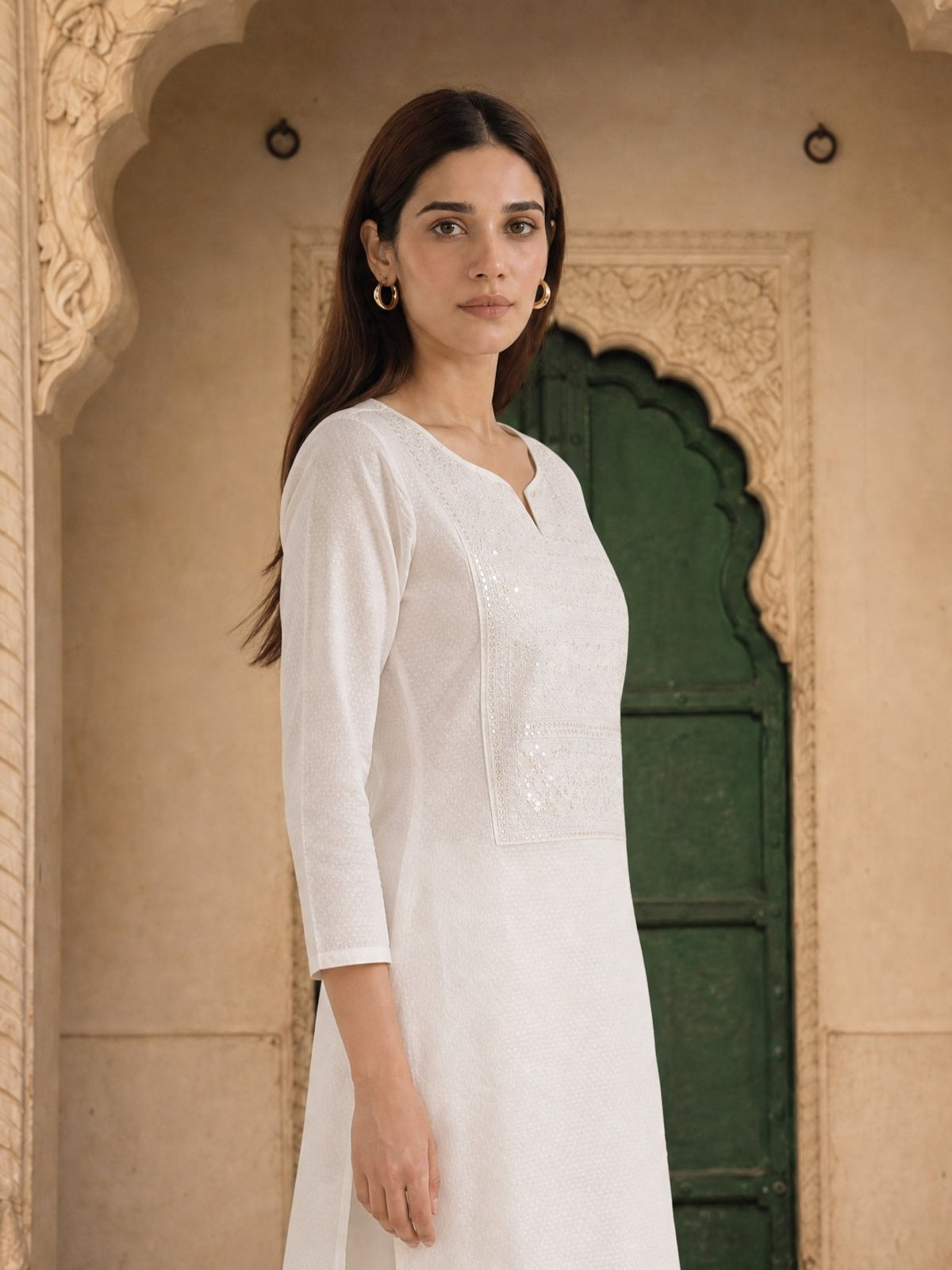 Rayon Embroidered Straight Calf Length Kurta