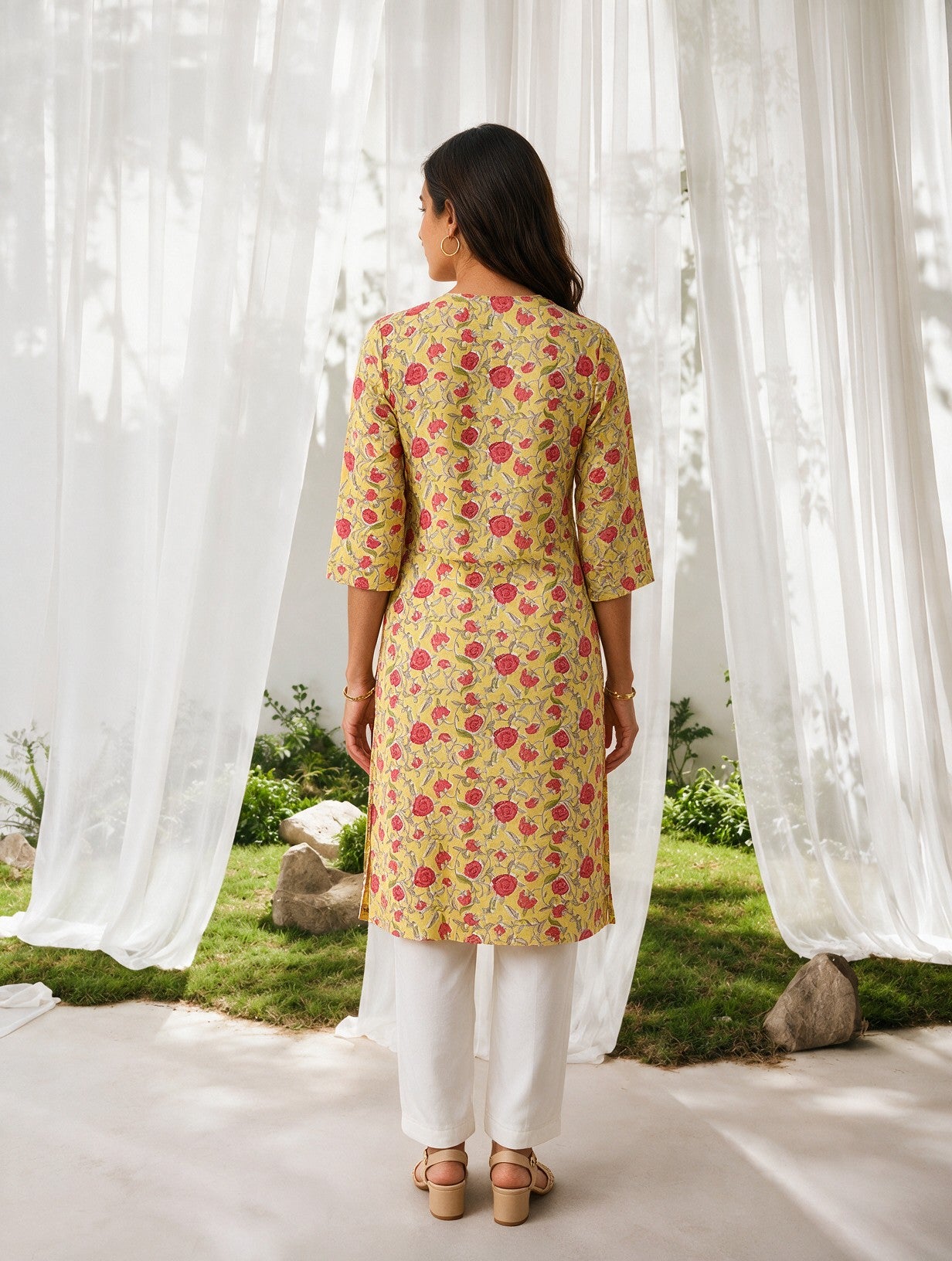 Cotton Printed Straight Knee Length Kurta