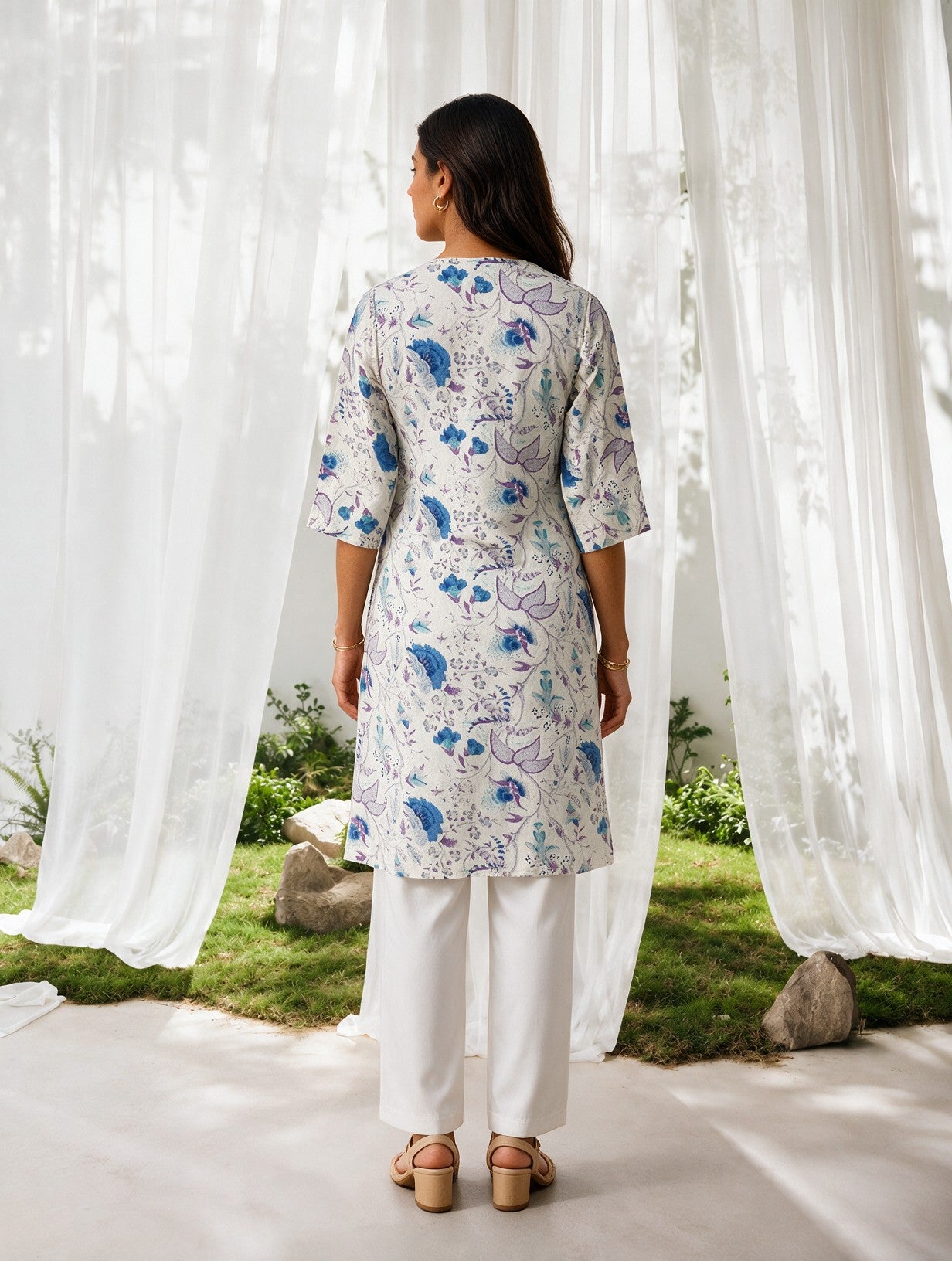 Cotton Printed Straight Knee Length Kurta