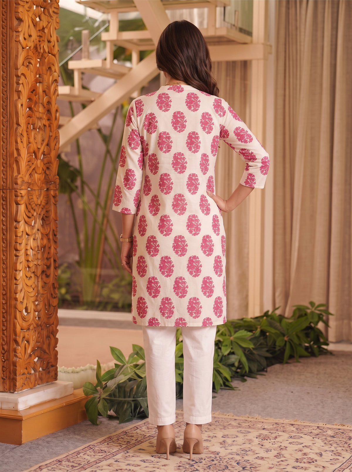 Rayon Printed Straight Knee Length Kurta