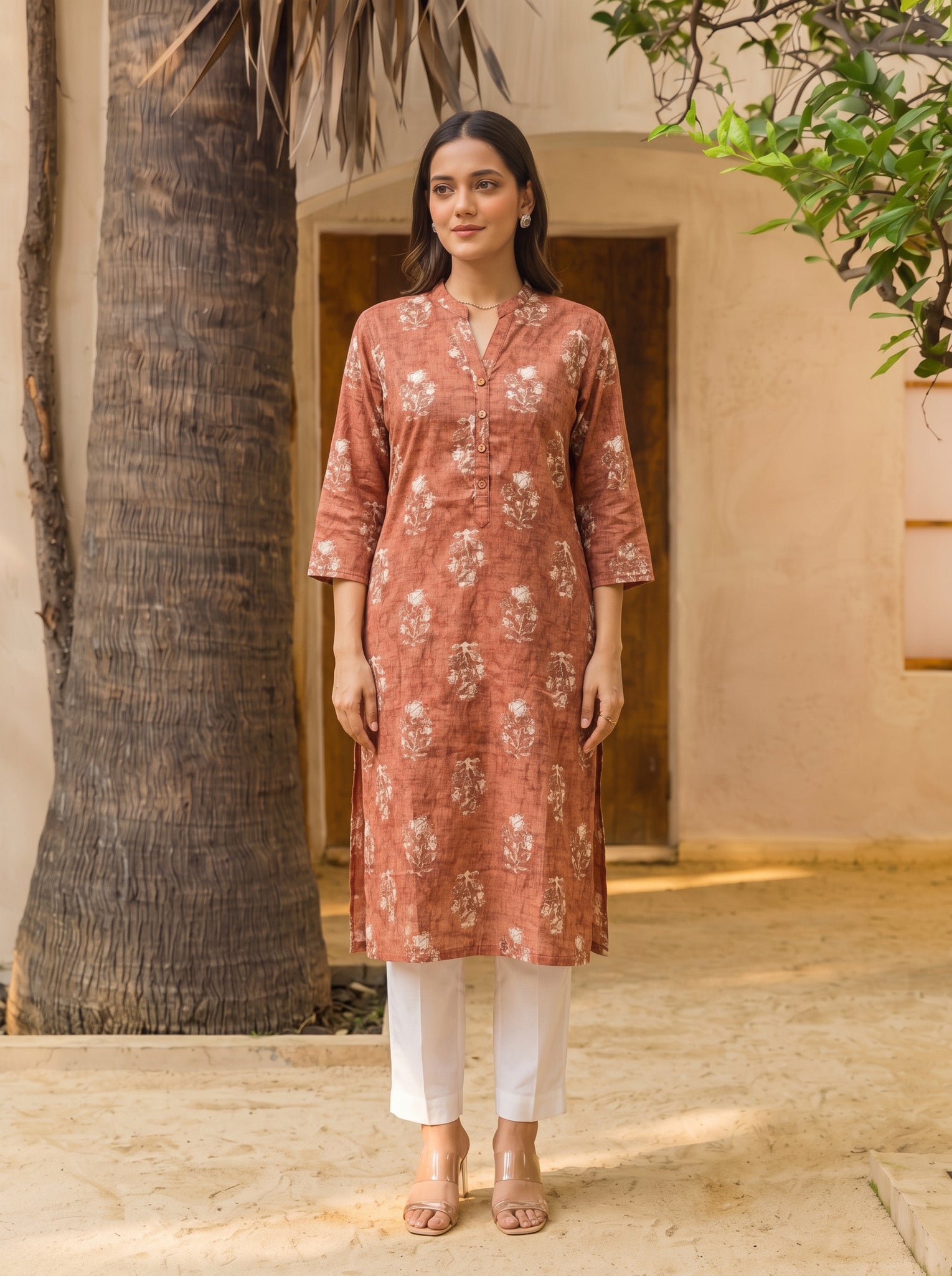 Rayon Printed Straight Calf Length Kurta