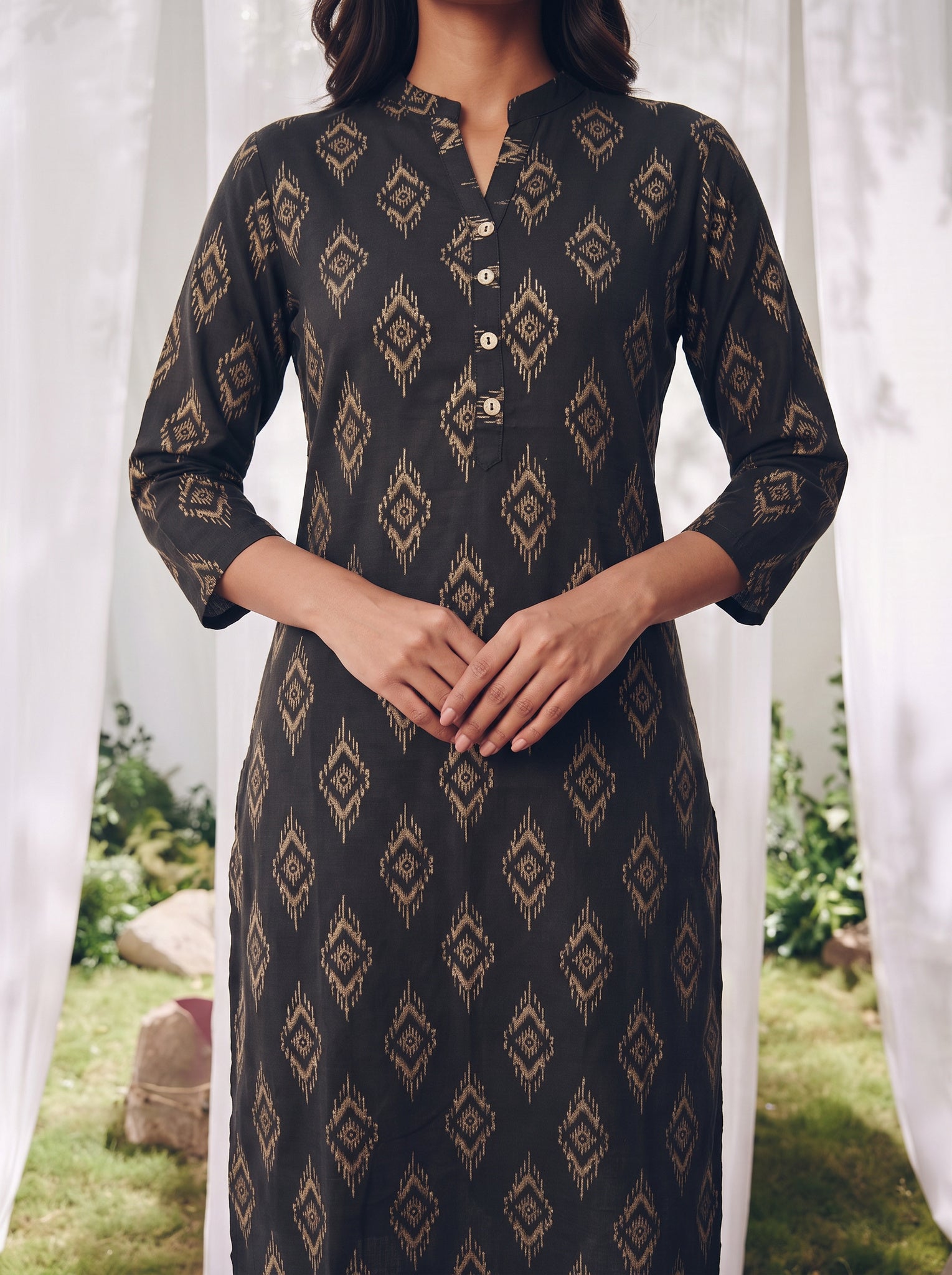 Rayon Printed Straight Calf Length Kurta