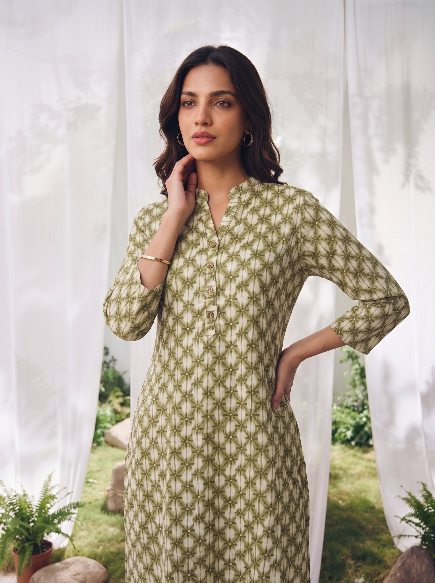 Rayon Printed Straight Calf Length Kurta