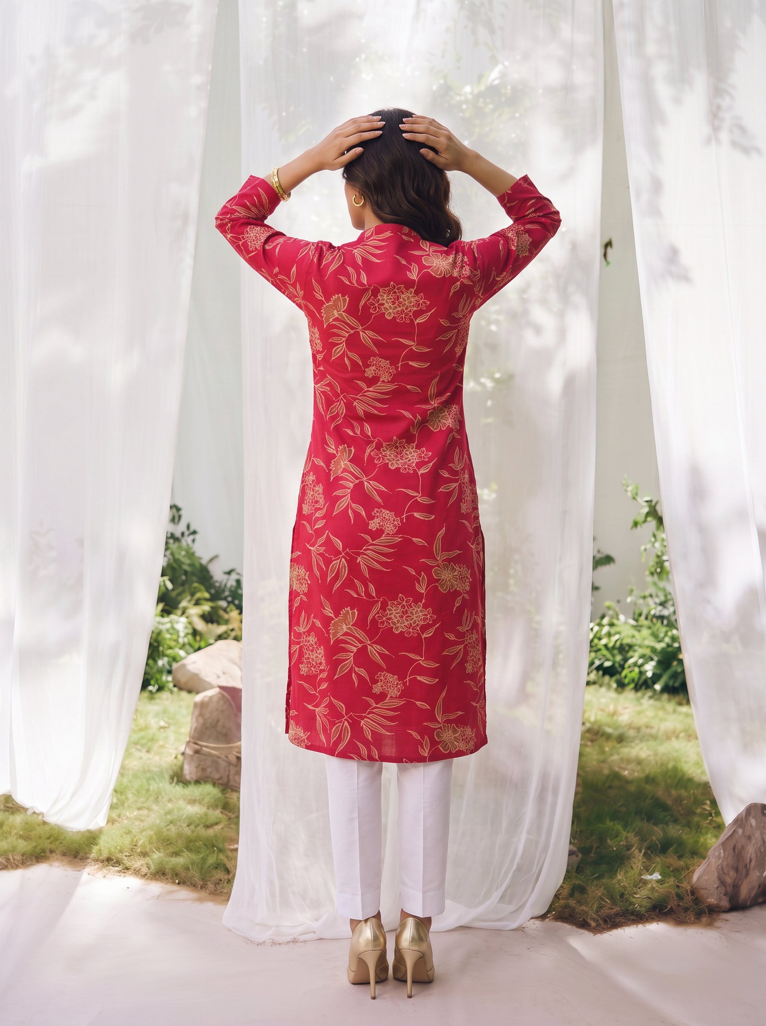 Rayon Printed Straight Calf Length Kurta
