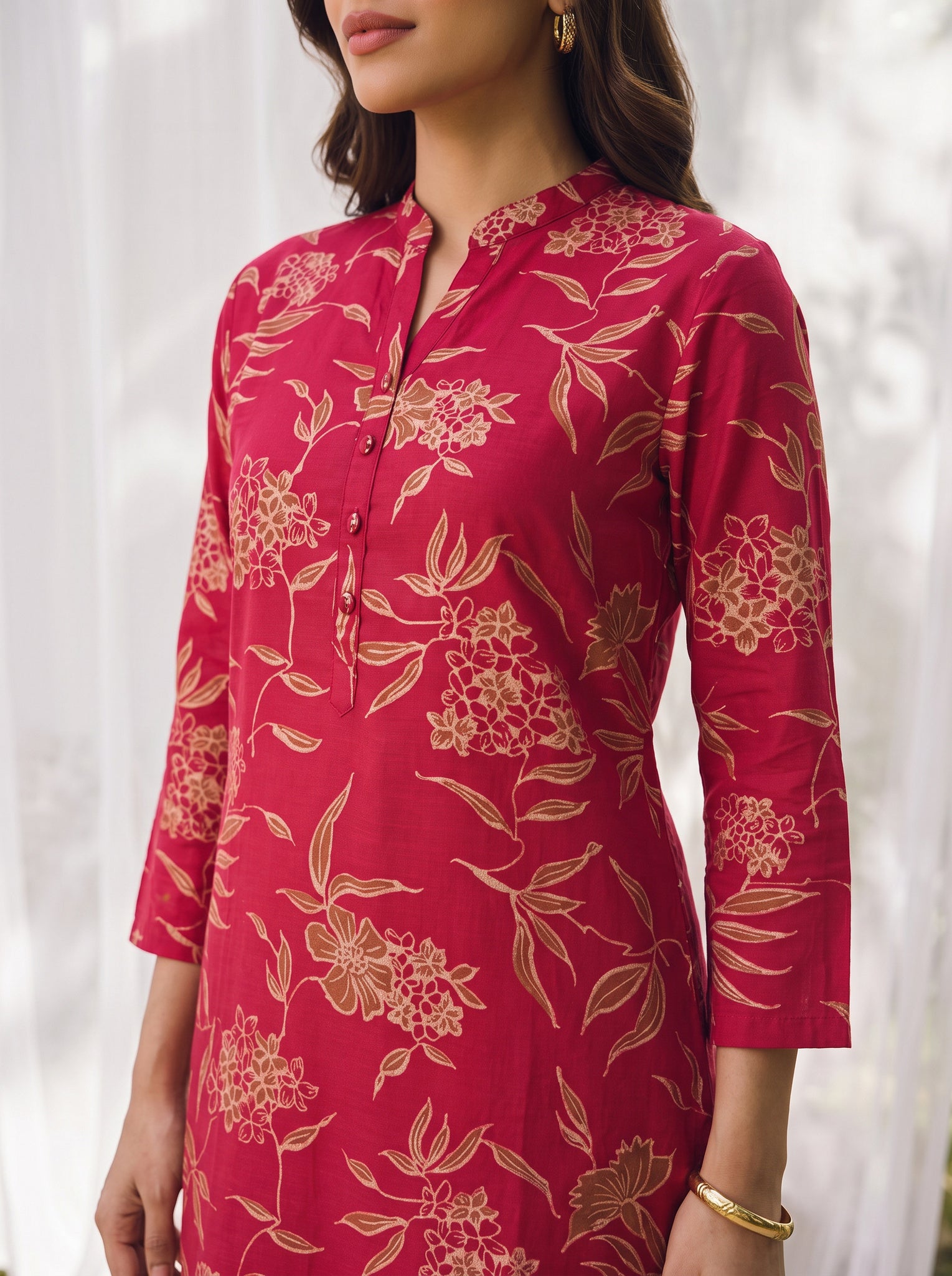 Rayon Printed Straight Calf Length Kurta