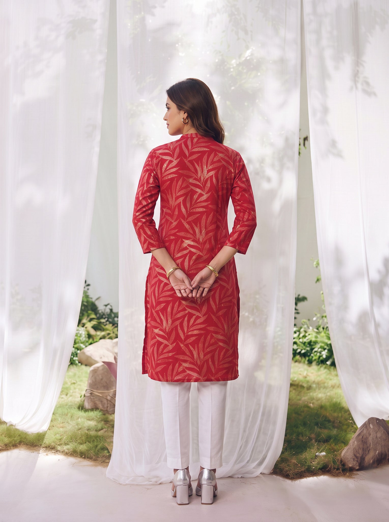 Rayon Printed Straight Calf Length Kurta